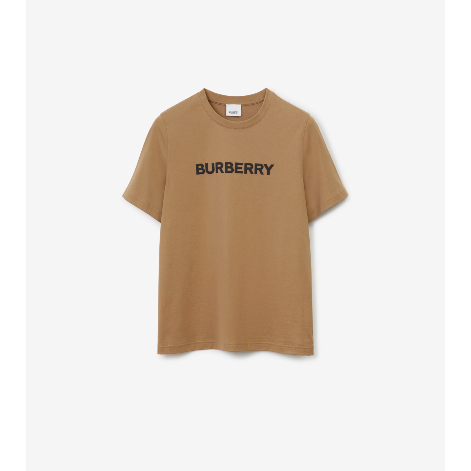 Logo Cotton T-shirt in Camel - Women | Burberry® Official