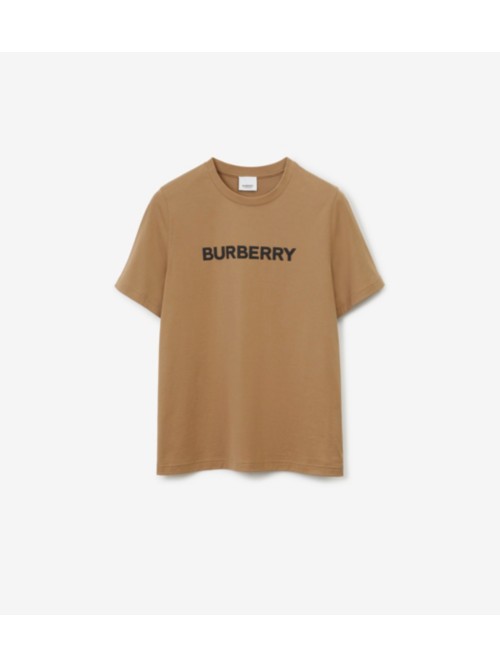 Shop Burberry Logo Cotton T-shirt In Camel