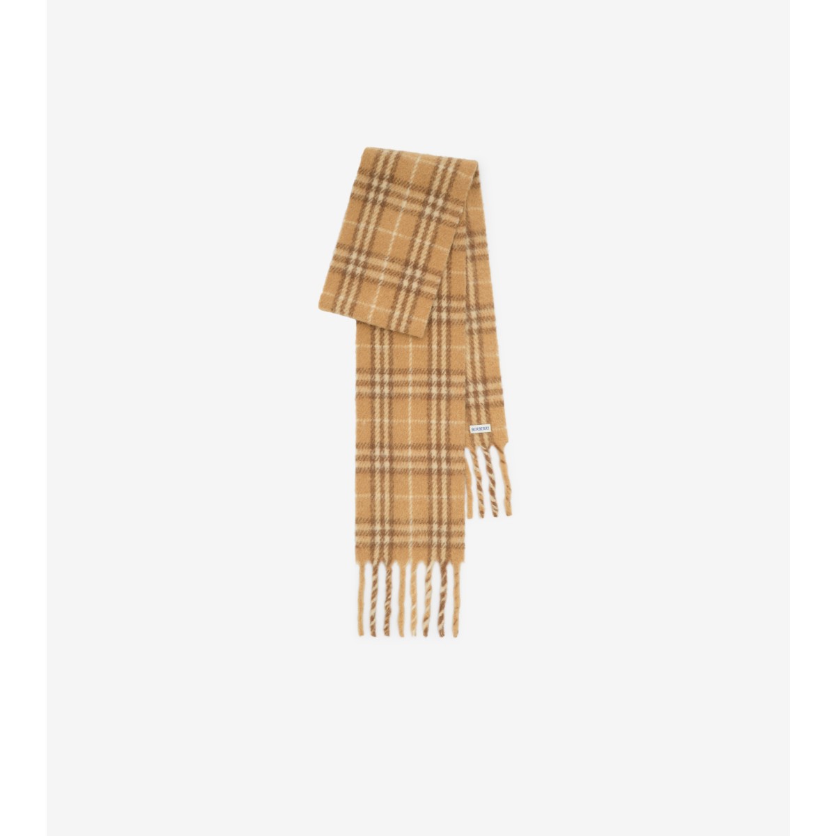  Check Narrow Alpaca Wool Blend Scarf