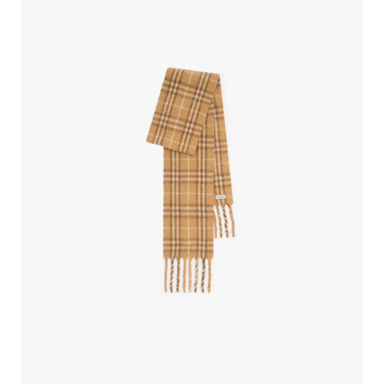 Narrow Check Alpaca Wool Blend Scarf