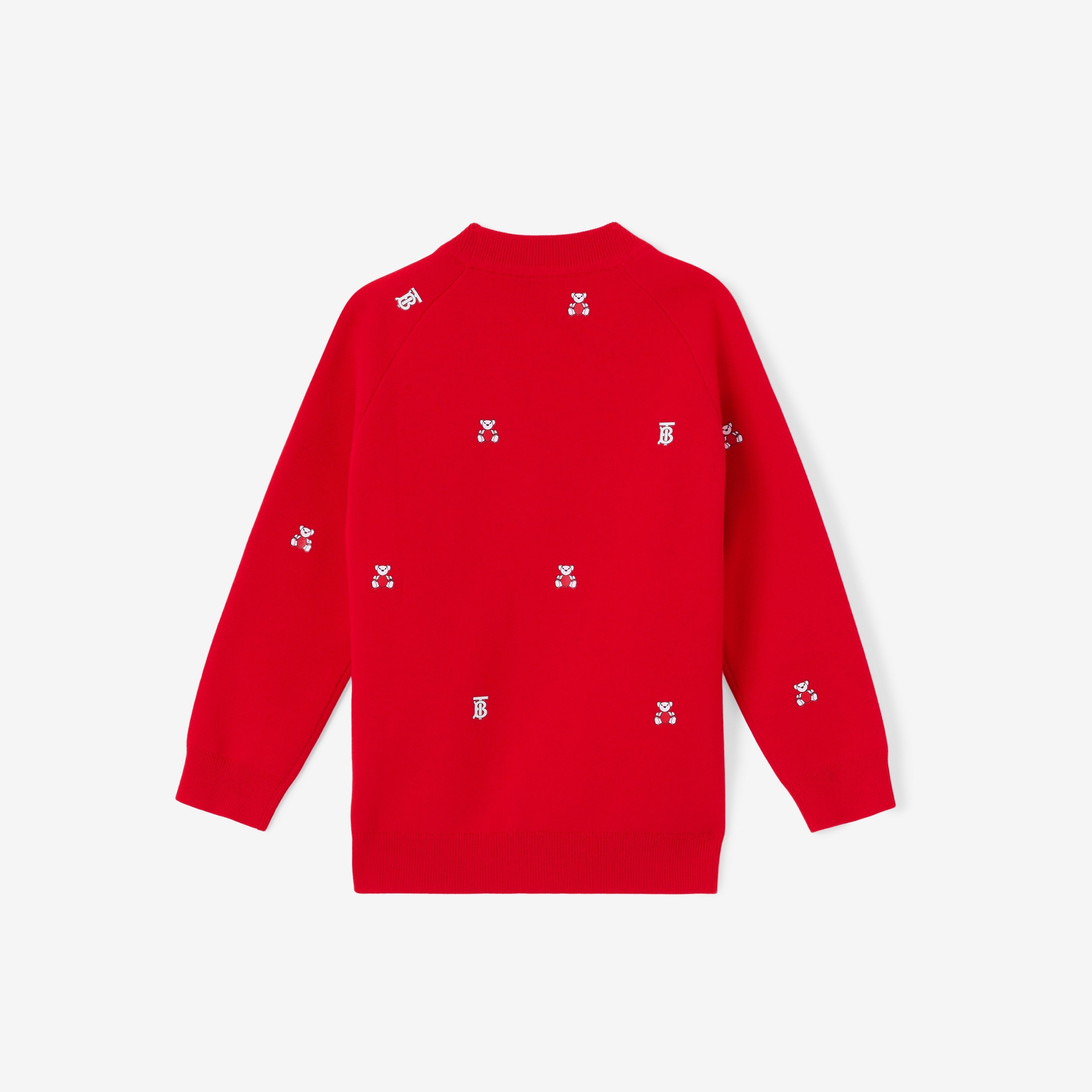 Thomas Bear Print Wool Blend Cardigan in Bright Red | Burberry® Official - 2