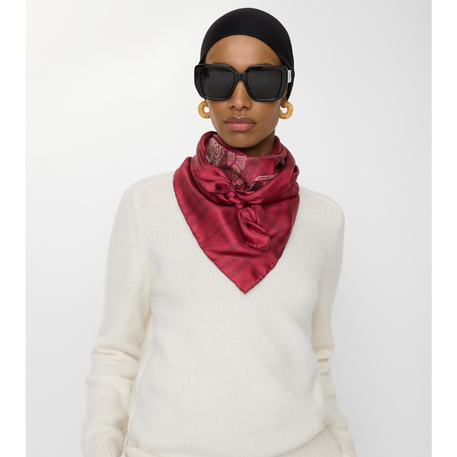 Crystal EKD Check Silk Scarf in Ripple red | Burberry® Official