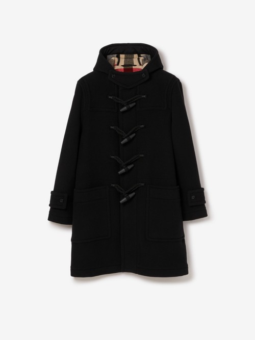 Burberry Wool Blend Duffle Coat In Black