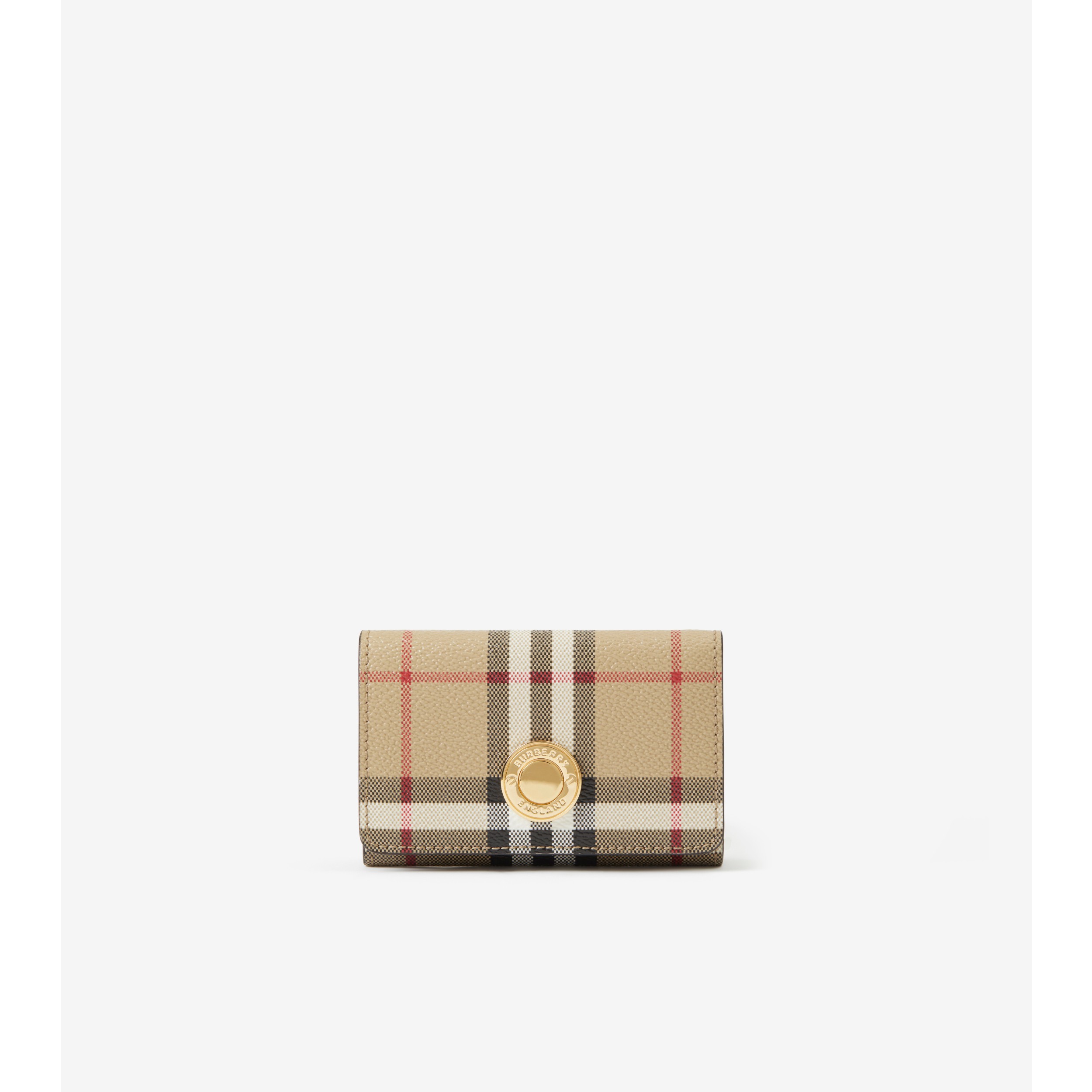 Burberry Check and Leather Folding Card Case