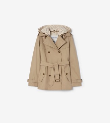 Short Tropical Gabardine Foxfield Trench Coat in Saltmarsh beige