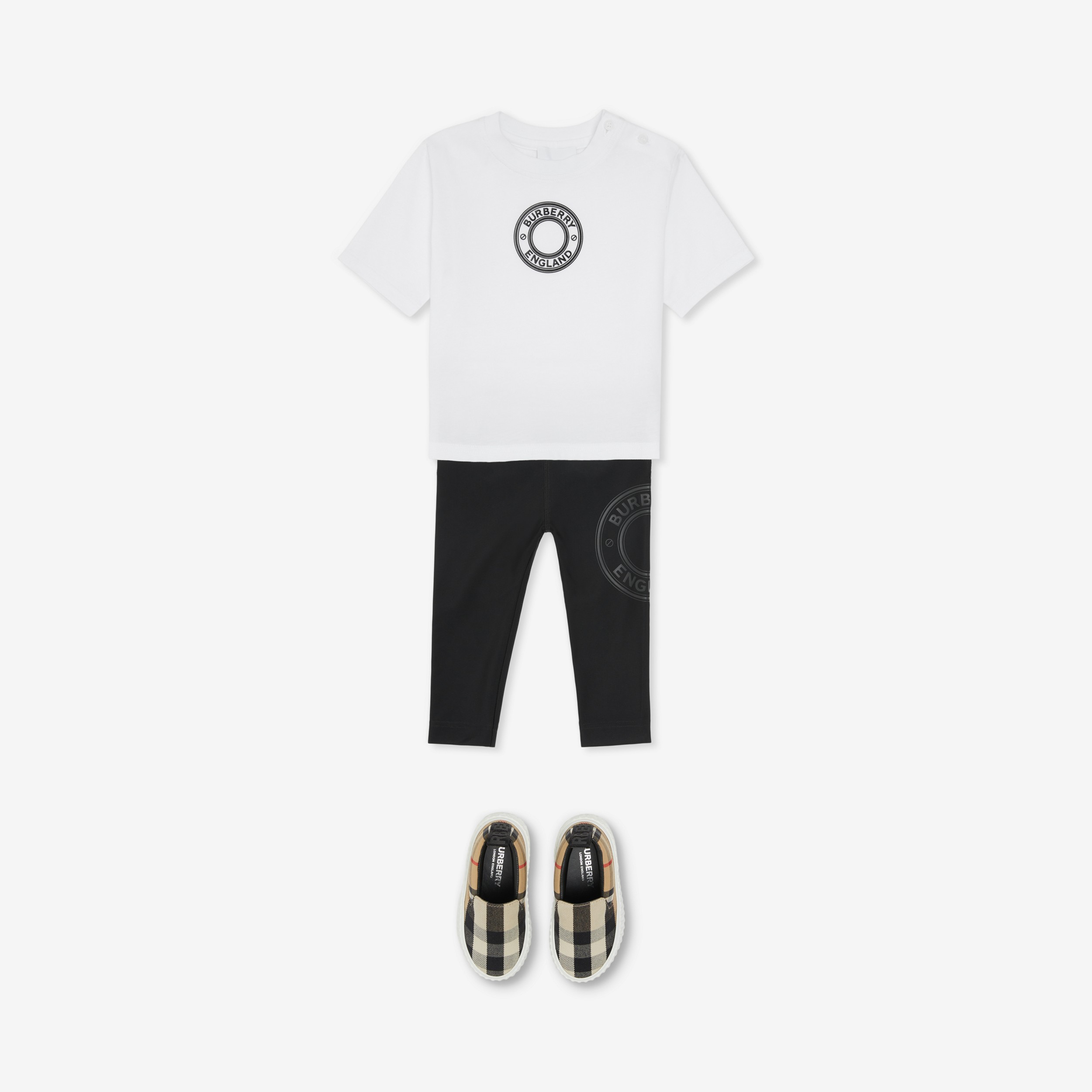 Logo Graphic Stretch Jersey Leggings in Black - Children | Burberry® Official - 4