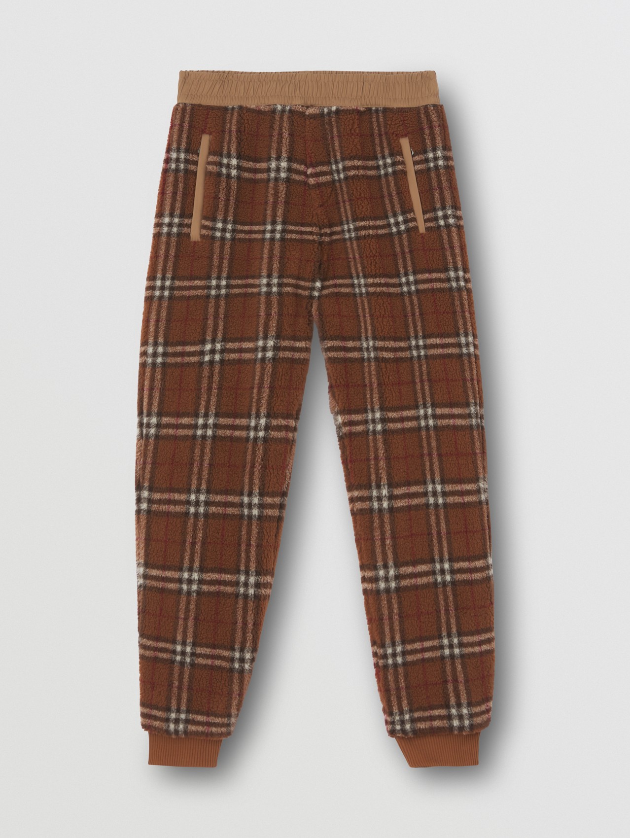 Pantaloni da jogging in pile con motivo Vintage check (Marrone Betulla Scuro)