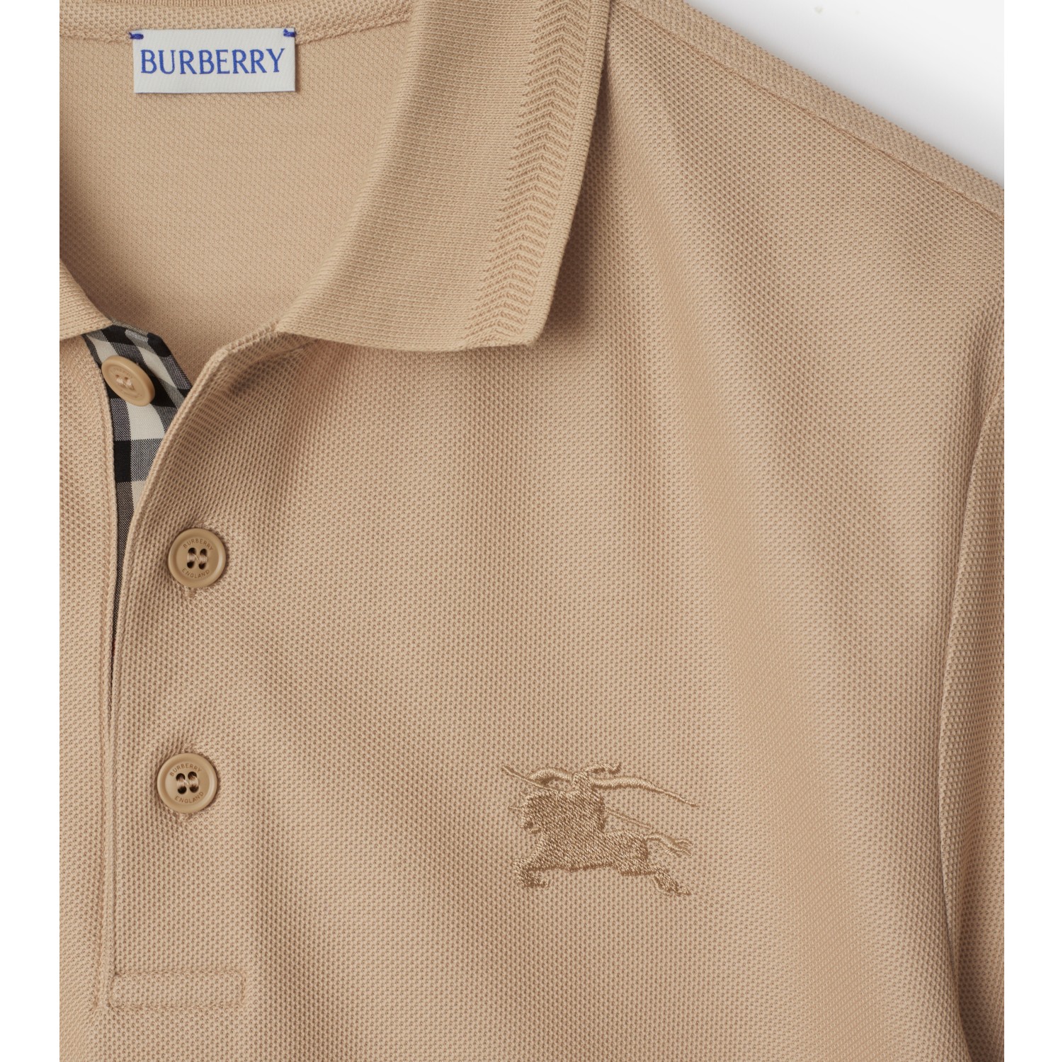 Cotton Polo Shirt in Soft fawn Men Burberry Official