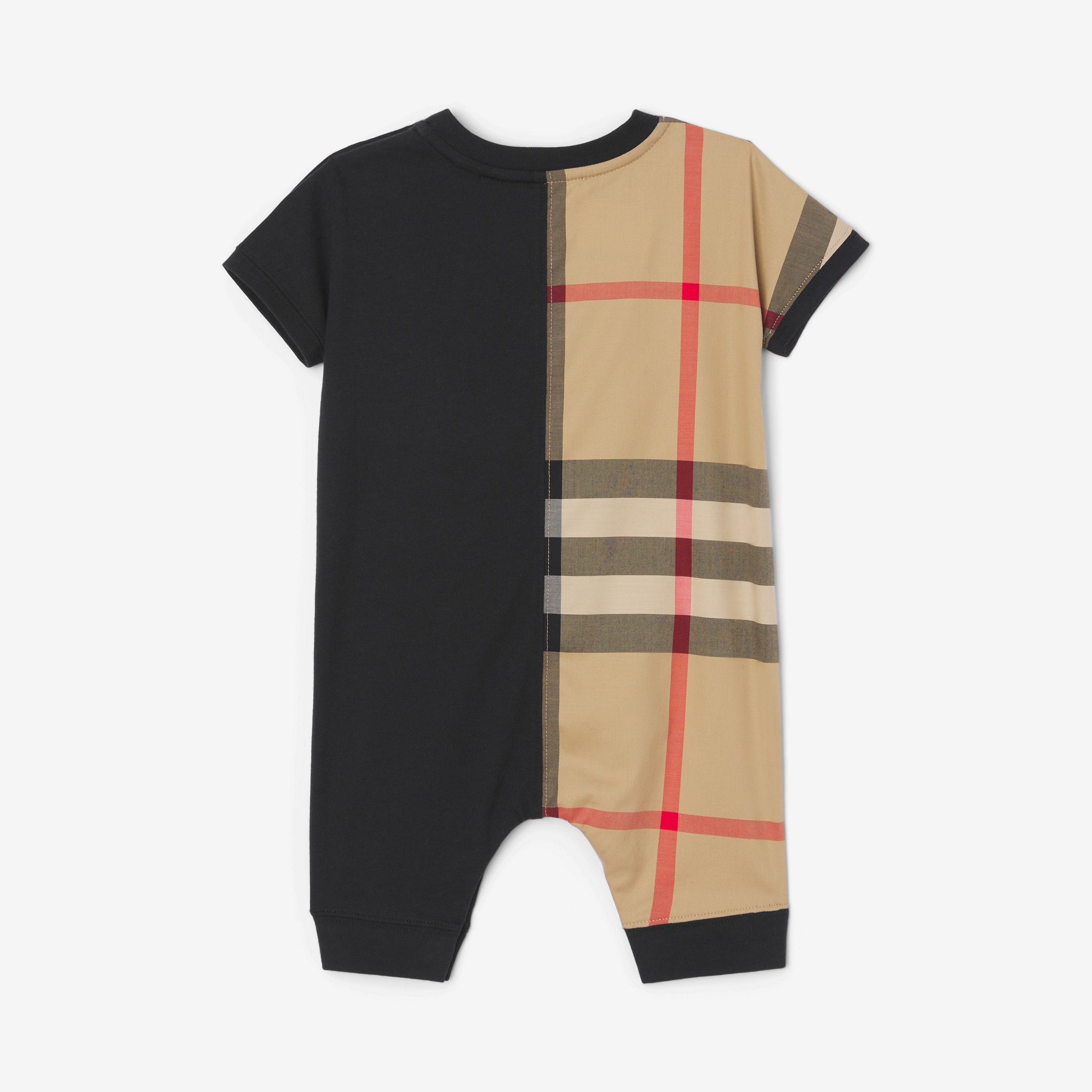 Check Panel Cotton Playsuit in Black - Children | Burberry® Official - 2