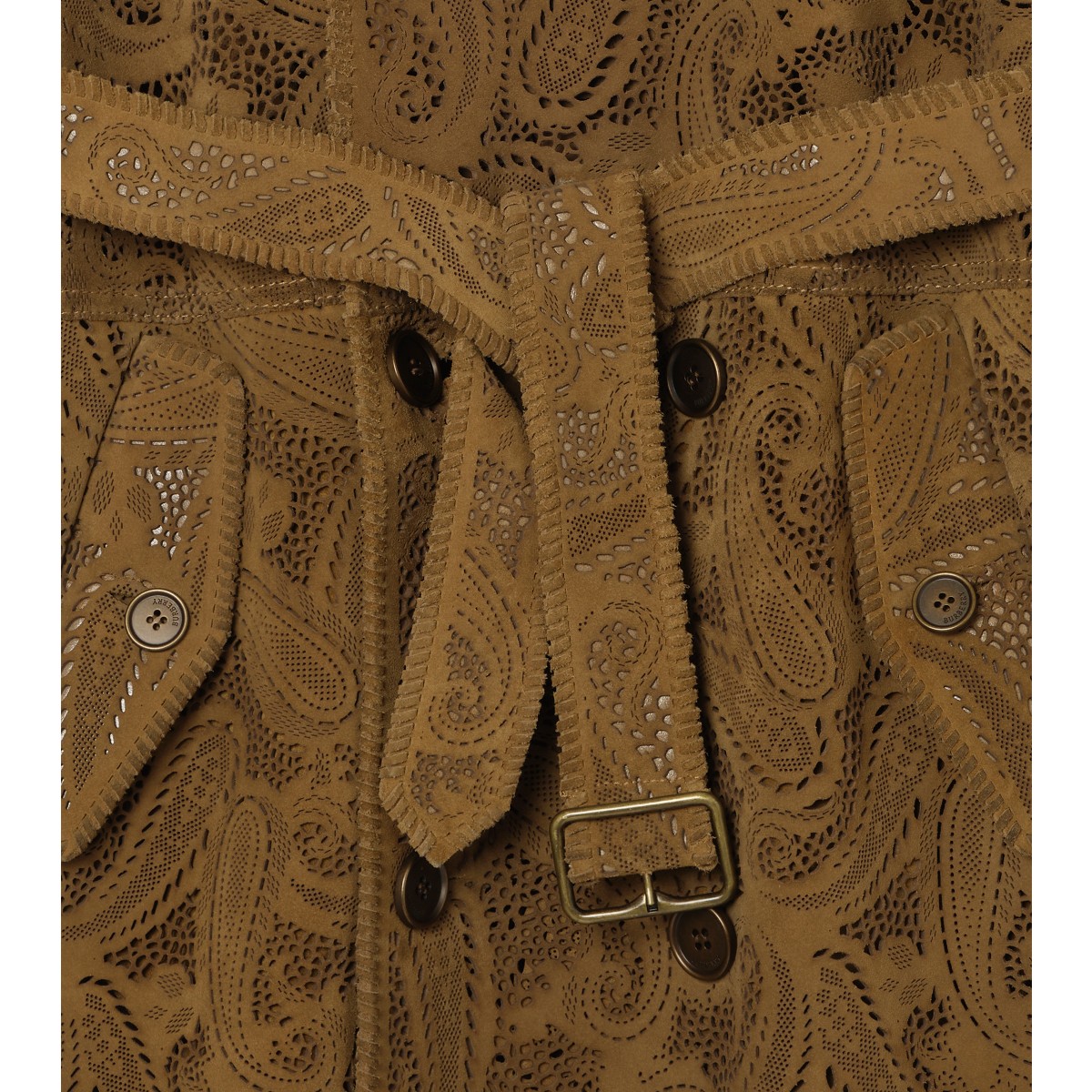  Check Mid-length Paisley Suede Lawshall Trench Coat