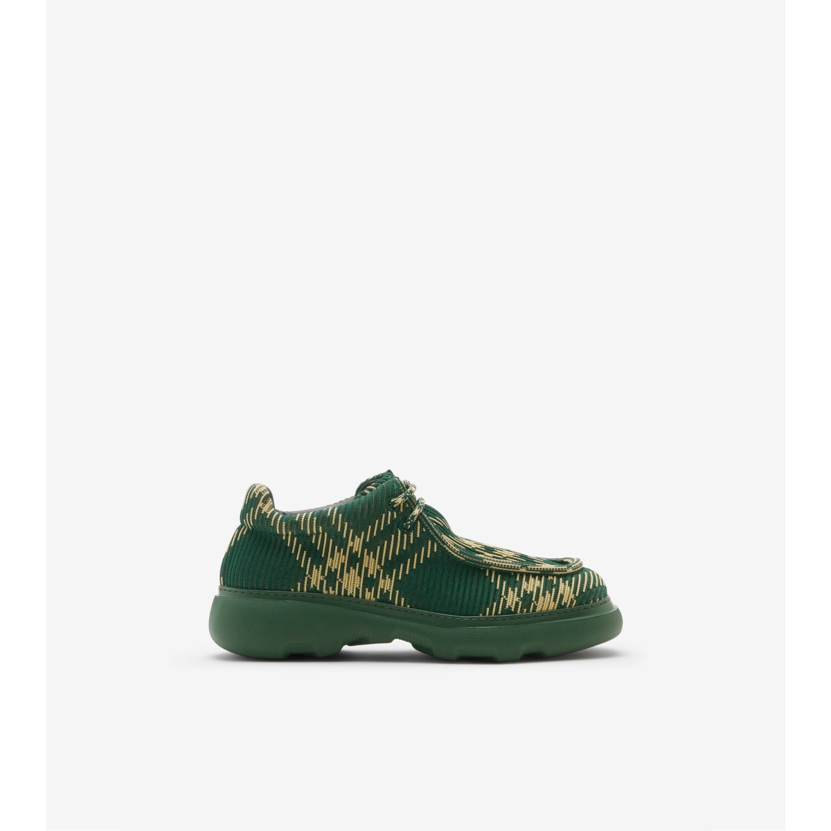 Burberry Embroidered Fabric Creeper Lace-up Shoes In Green