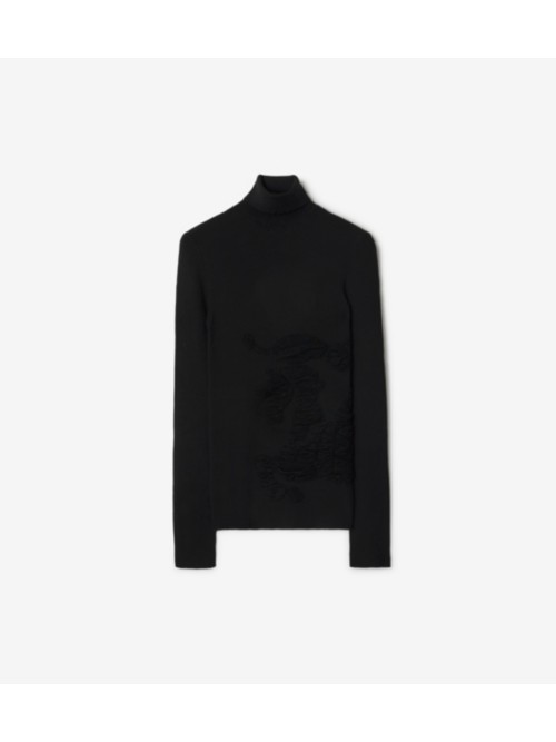 Burberry Ekd Cashmere Blend Sweater In Black