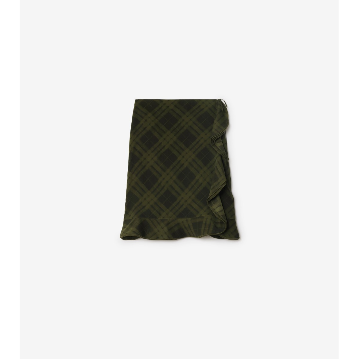 Burberry Ruffle Detail Check Patterned Skirt In Oil