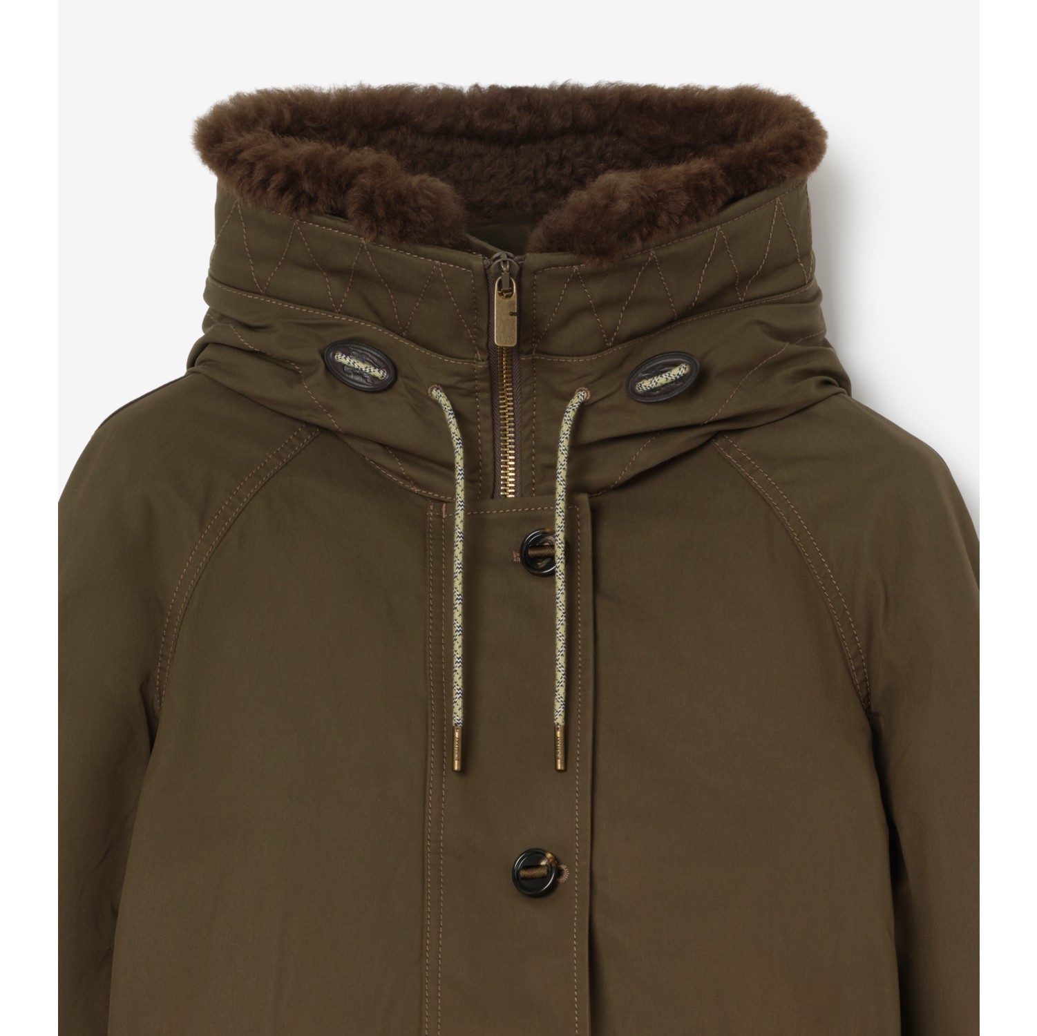 Shearling Trim Gabardine Parka