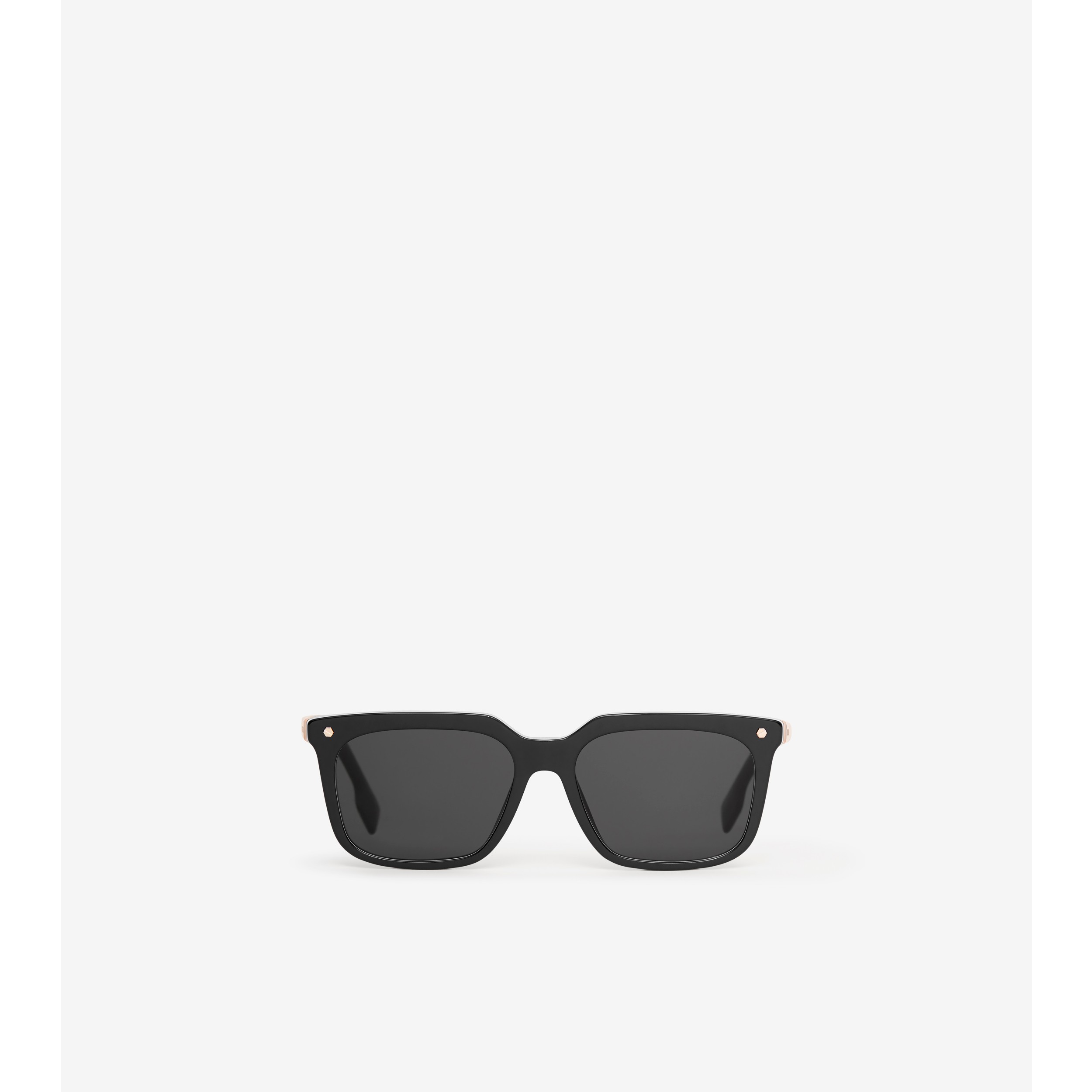 Stripe Detail Square Frame Sunglasses in Black - Men | Burberry