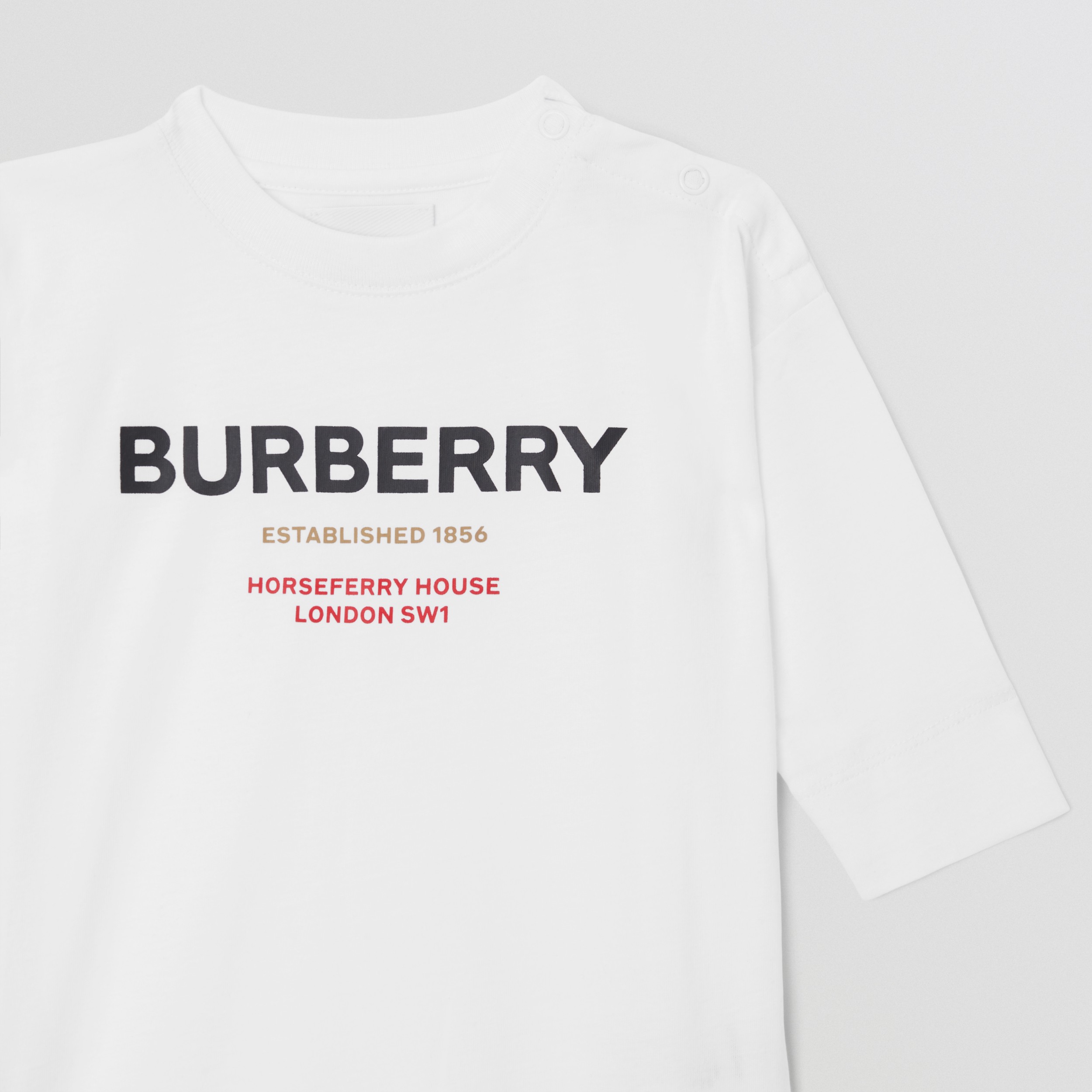 Horseferry 印花棉质连体裤 (白色) - 儿童 | Burberry® 博柏利官网 - 4