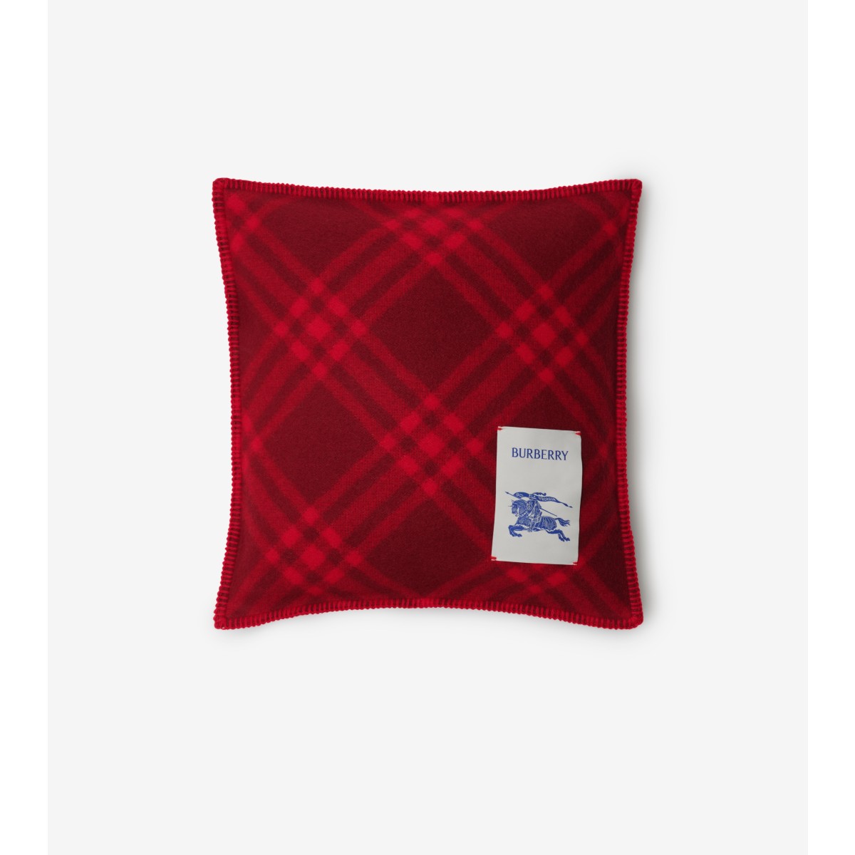 Burberry Check Wool Cushion In Red