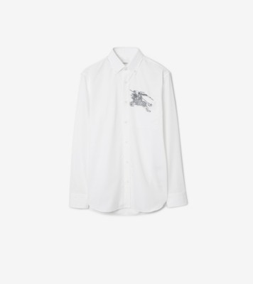 Monogram EKD Cotton Shirt in Blue - Burberry