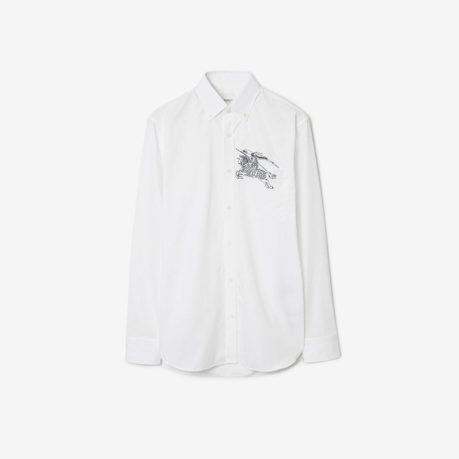 Monogram EKD Cotton Slim Fit Shirt in Optic White - Men | Burberry® Official