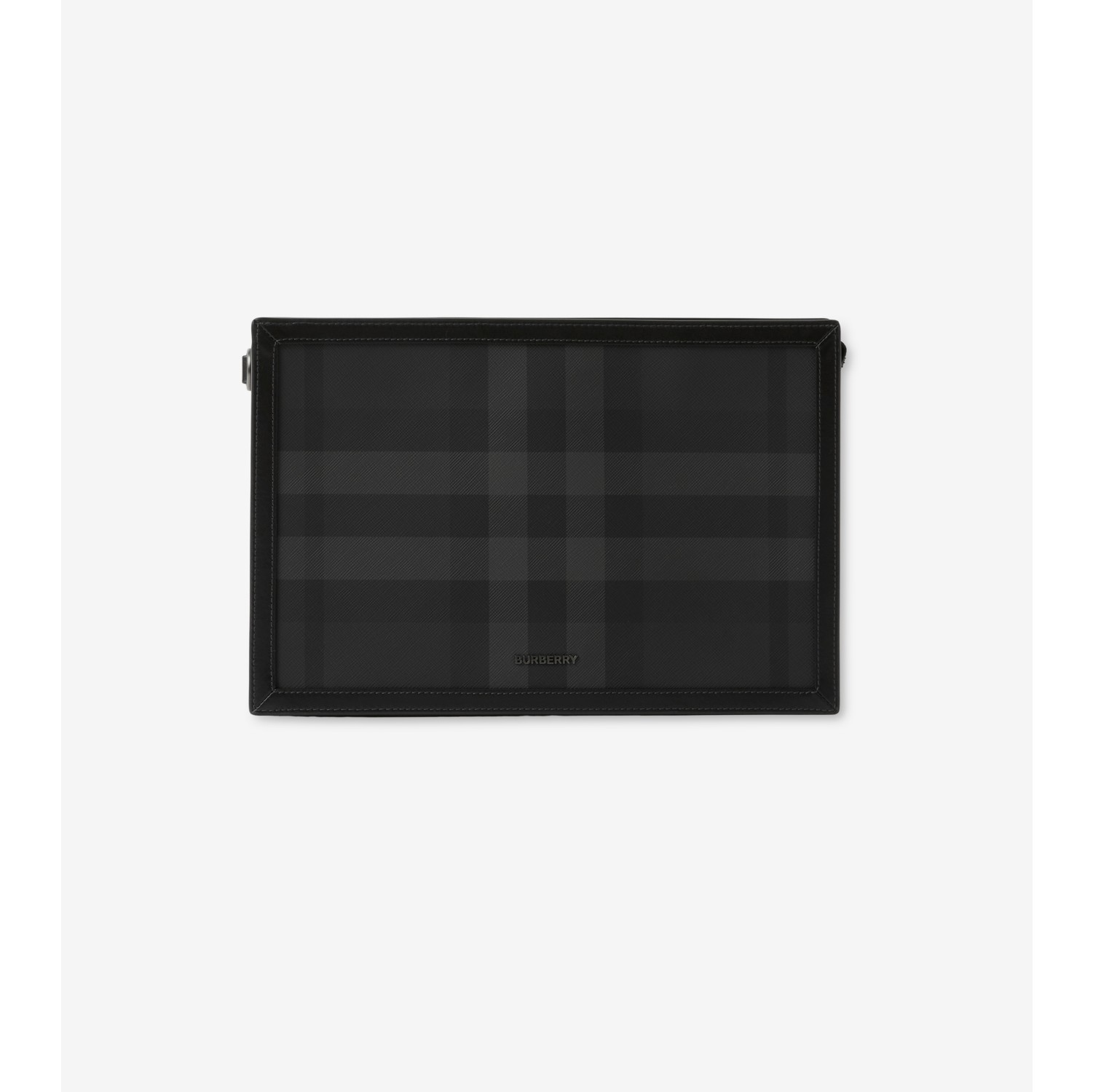 Check Zip Pouch in Charcoal Men Canvas Burberry Official