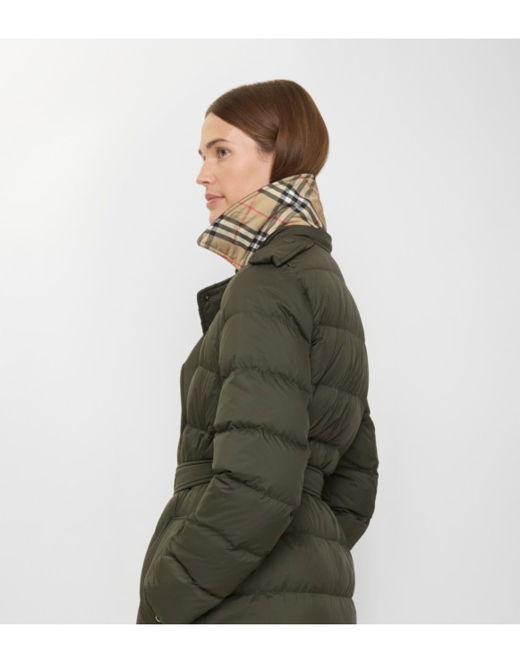 Long Nylon Hooded Puffer Coat