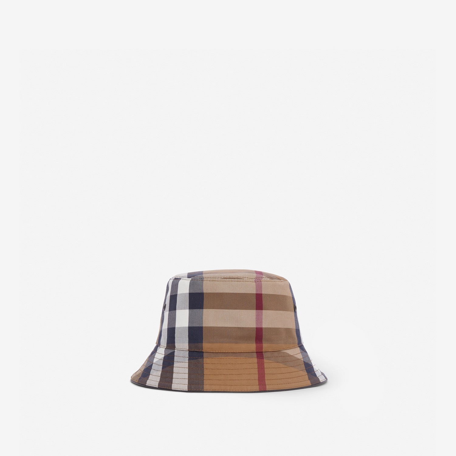 Exaggerated Check Cotton Canvas Bucket Hat in Birch Brown | Burberry® Official