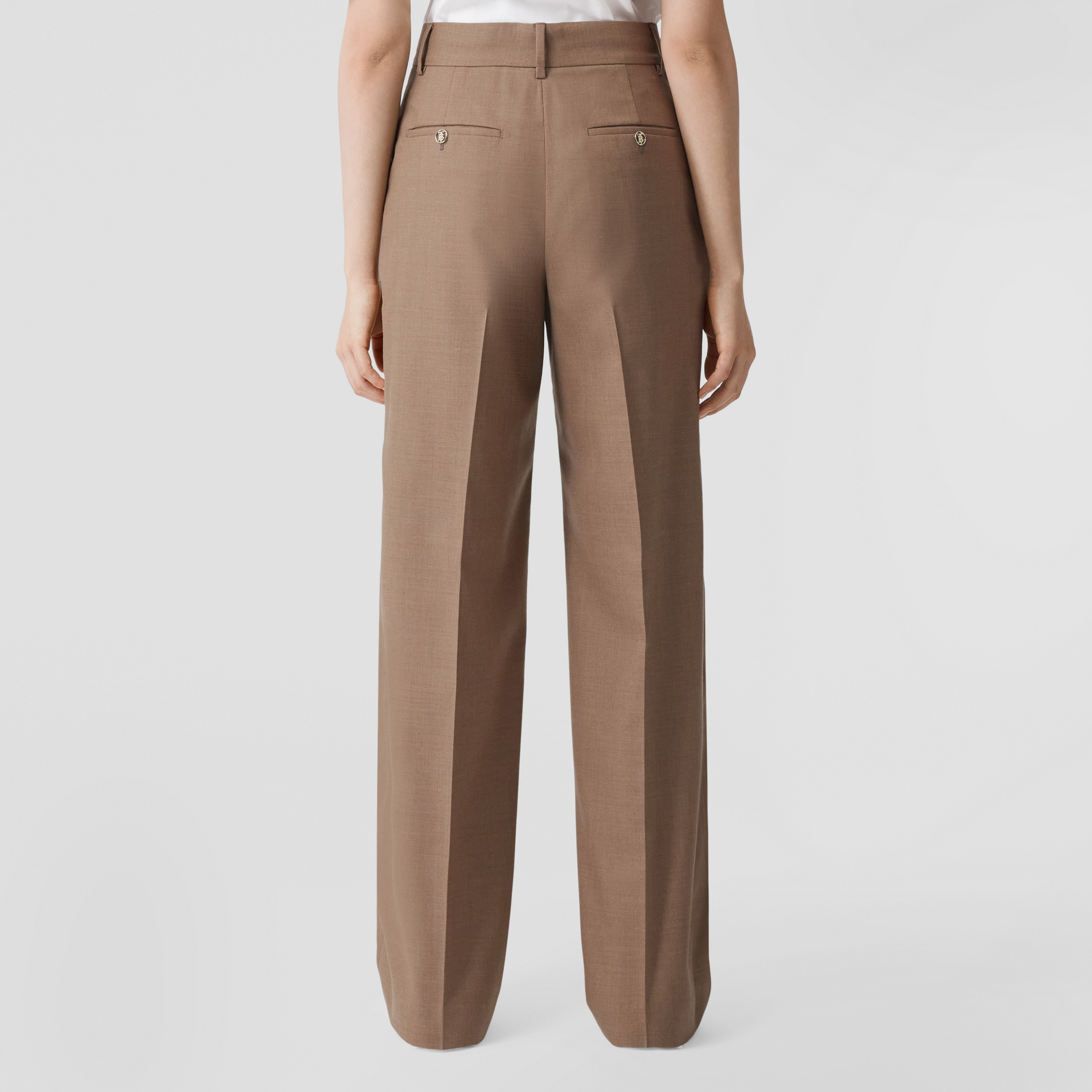 Pantaloni a gamba larga in lana (Marrone Talpa Scuro) - Donna | Sito ufficiale Burberry® - 3