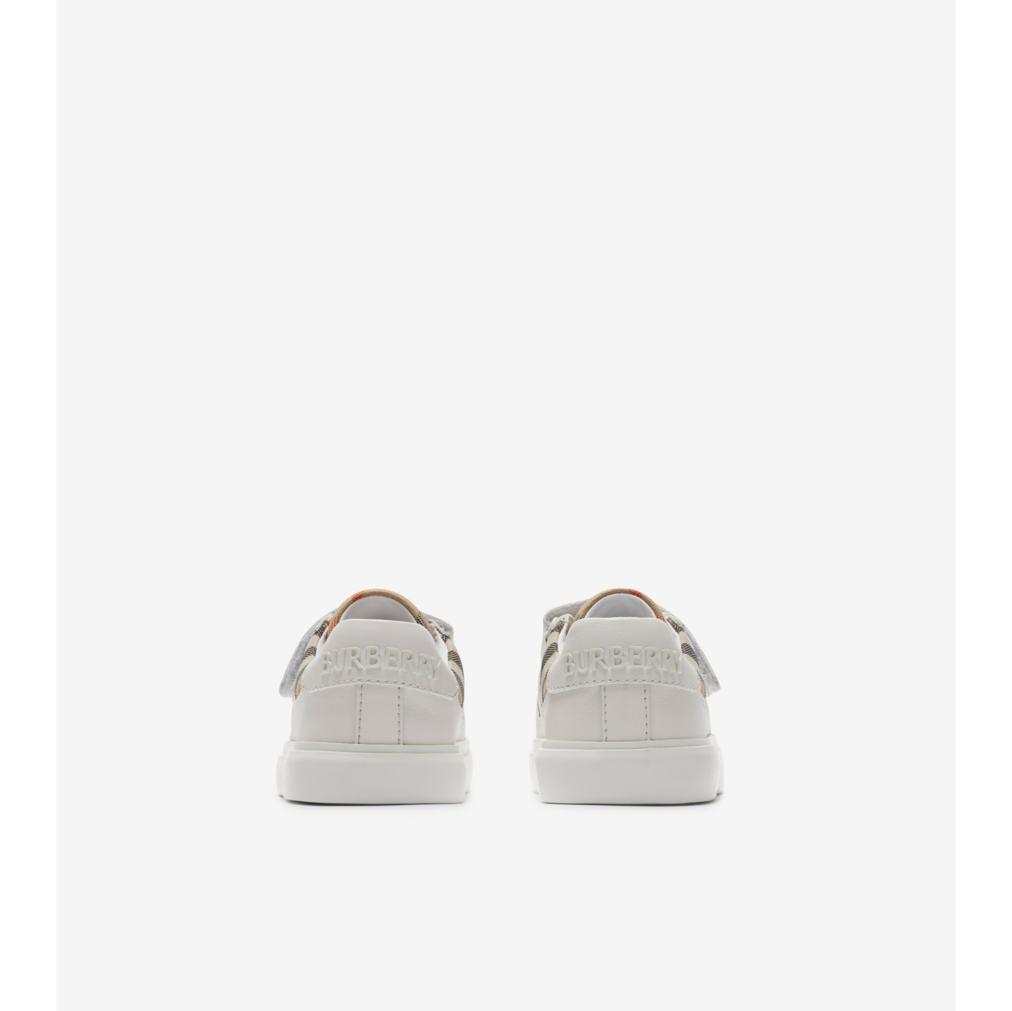 Check and Leather Sneakers in Sand beige - Children | Burberry