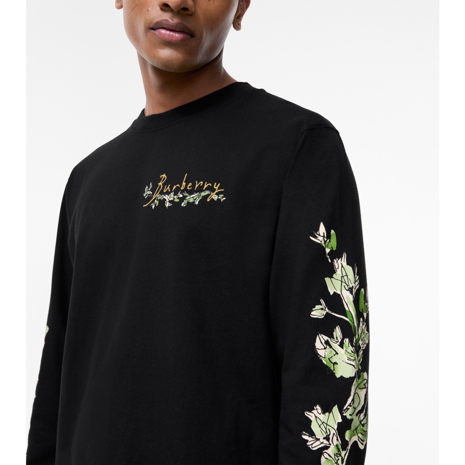 Long-sleeve Brave Little Tree Cotton T-shirt in Black - Men | Burberry® Official