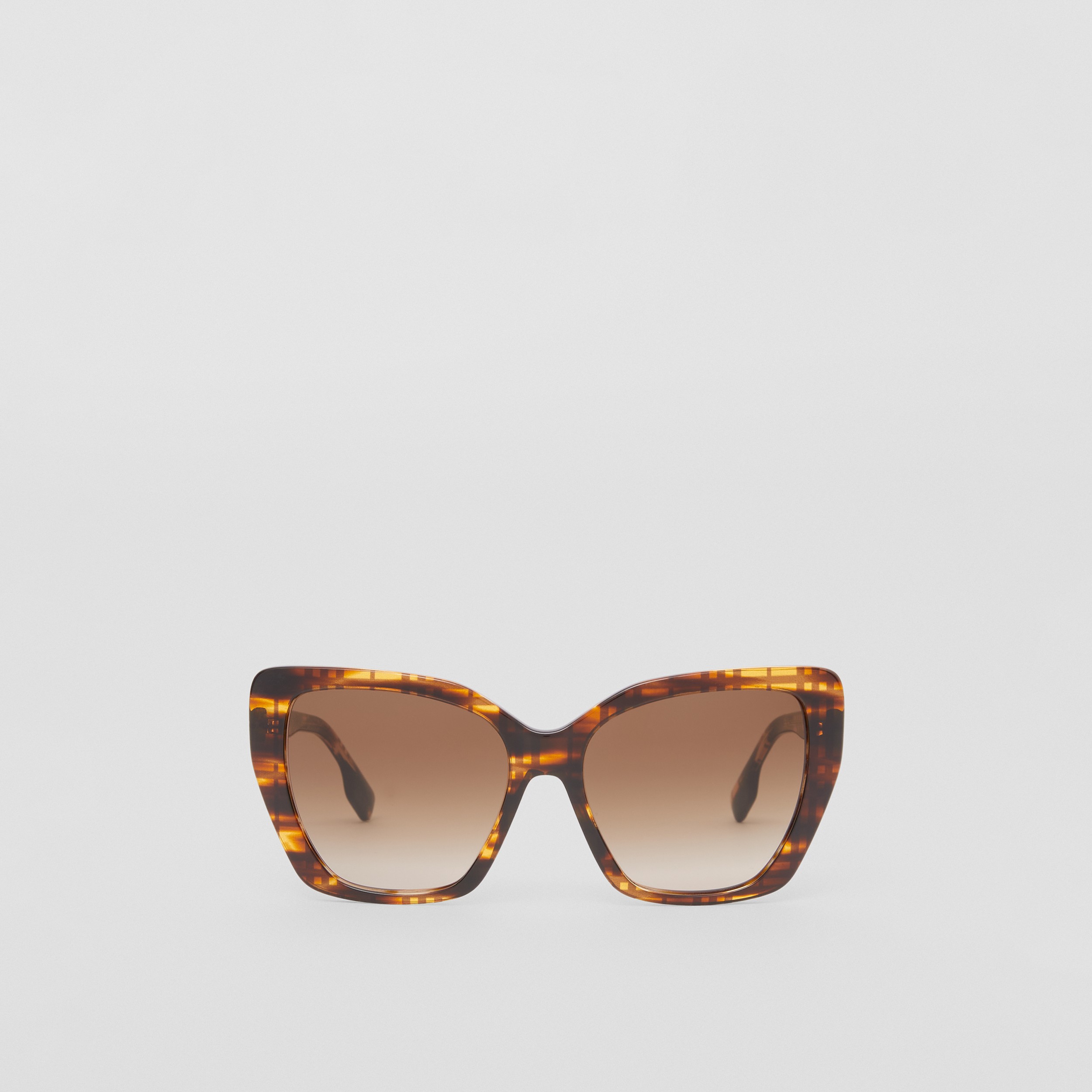 Gafas de sol con montura de ojo de gato a cuadros (Carey Intenso) - Mujer | Burberry® oficial - 1