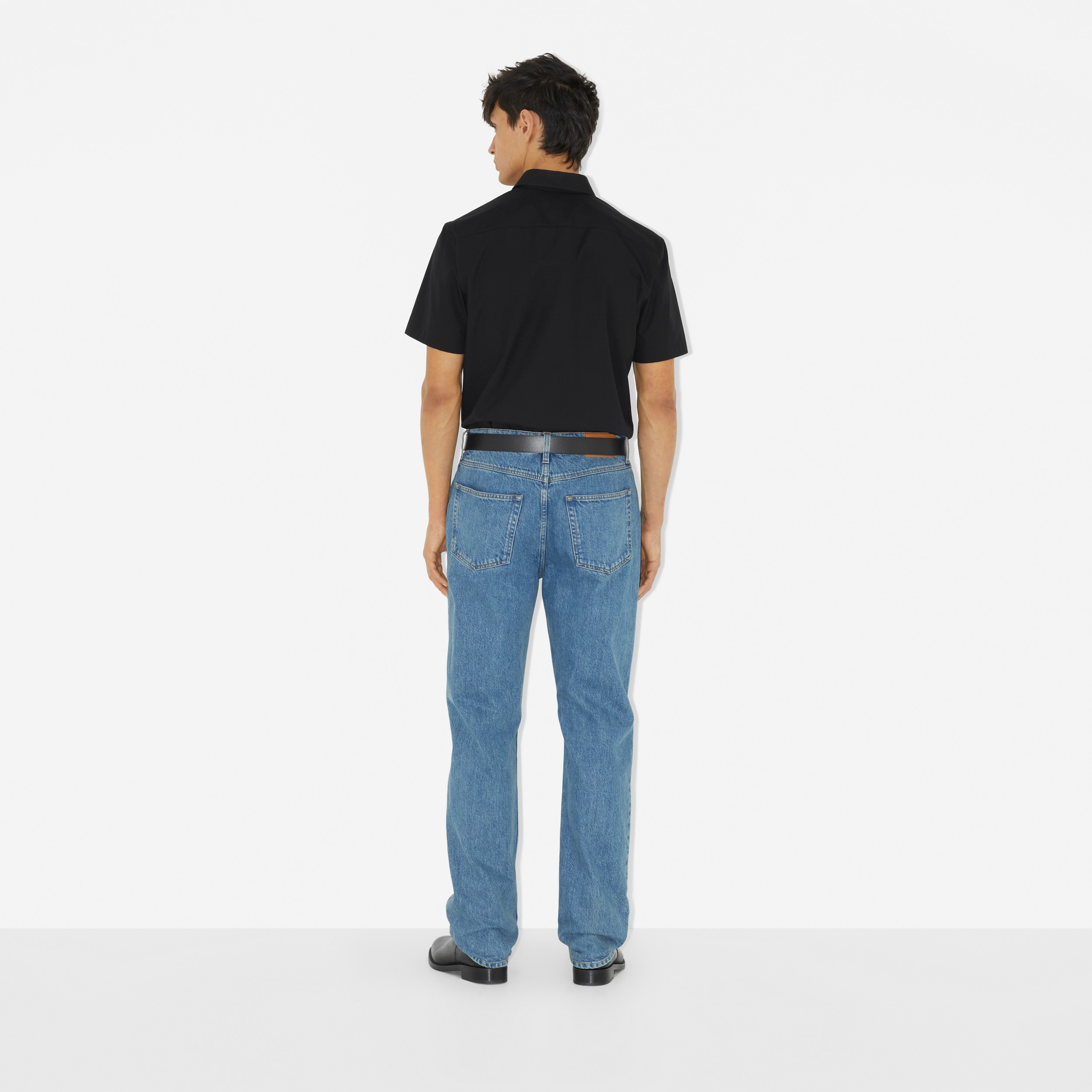 Camisa en algodón elástico con EKD bordado (Negro) - Hombre | Burberry® oficial - 4