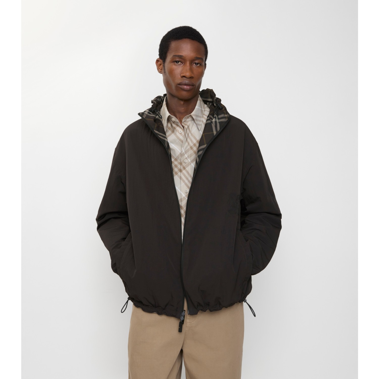 Reversible Check Hooded Jacket