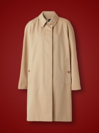 Camel Check Panel Cotton Gabardine Trench Coat