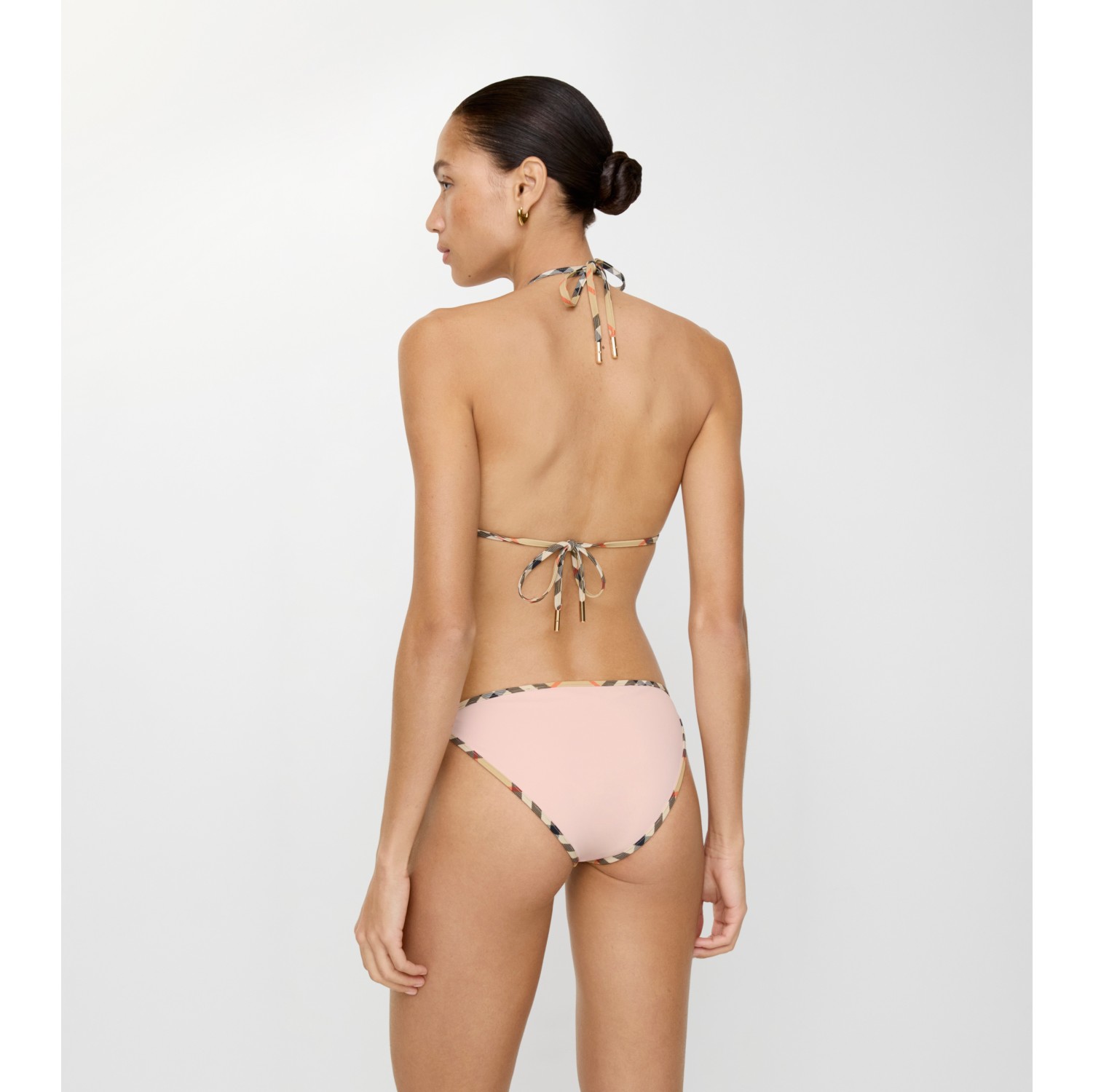 Check Trim Bikini Top in Bouquet pink - Women, Nylon | Burberry® Official