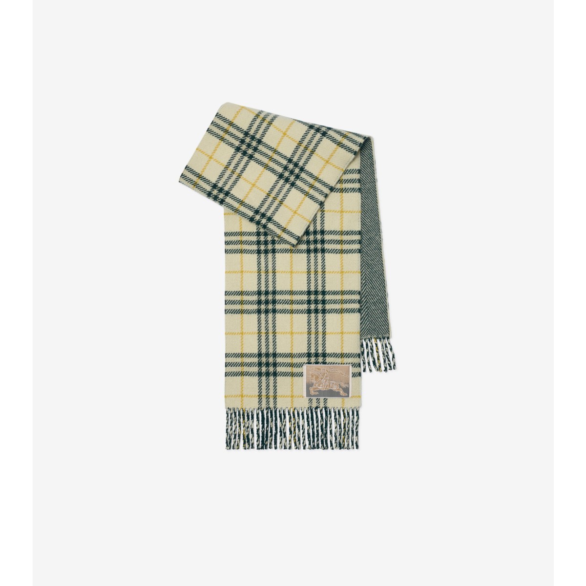 Shop Burberry Reversible Check Cashmere Wool Scarf In Candle