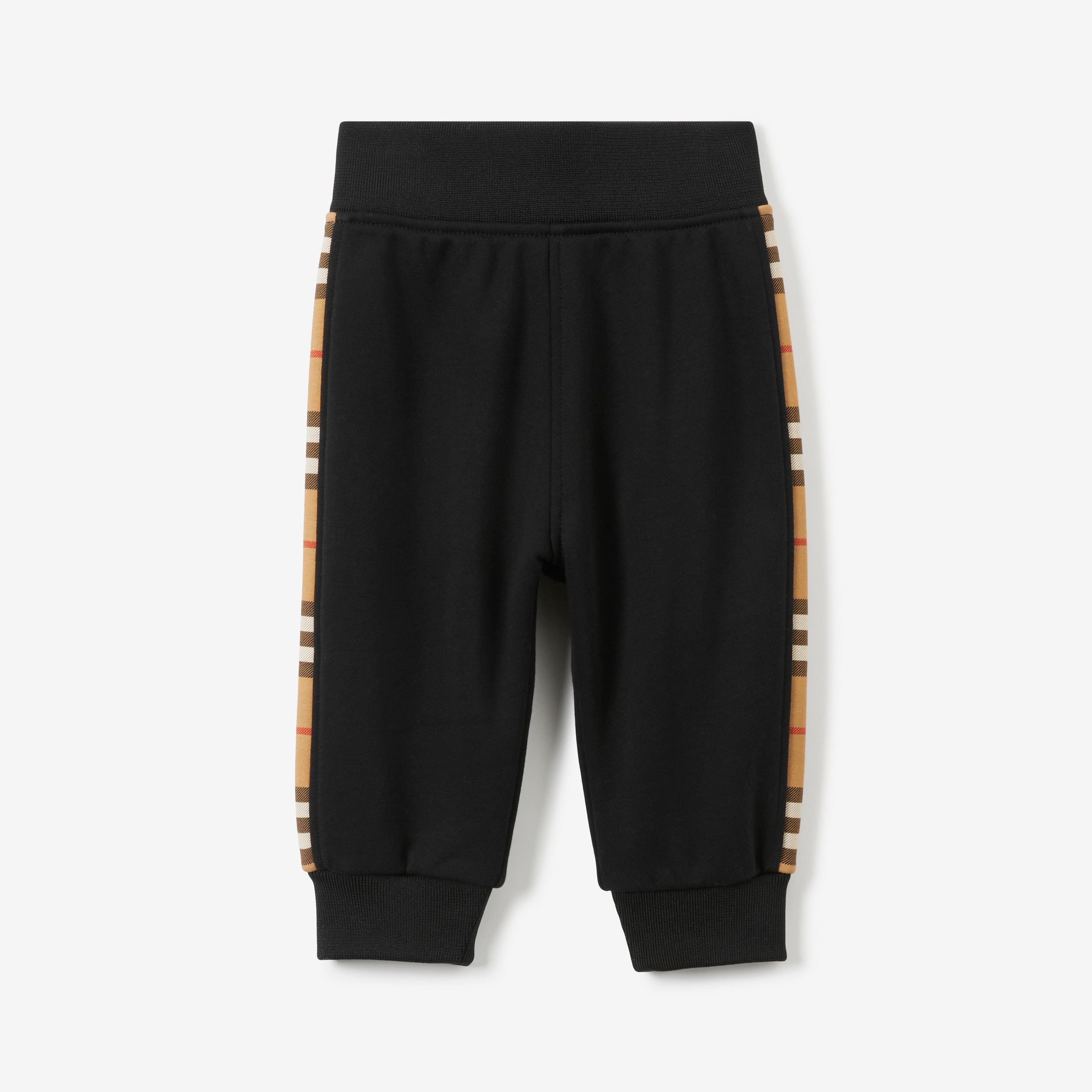 Pantalones de jogging en algodón con paneles Check (Negro) - Niños | Burberry® oficial - 1
