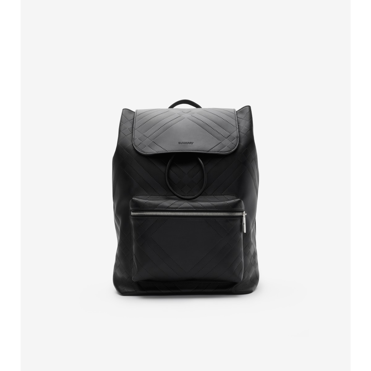 Burberry Embossed Check Backpack In Black