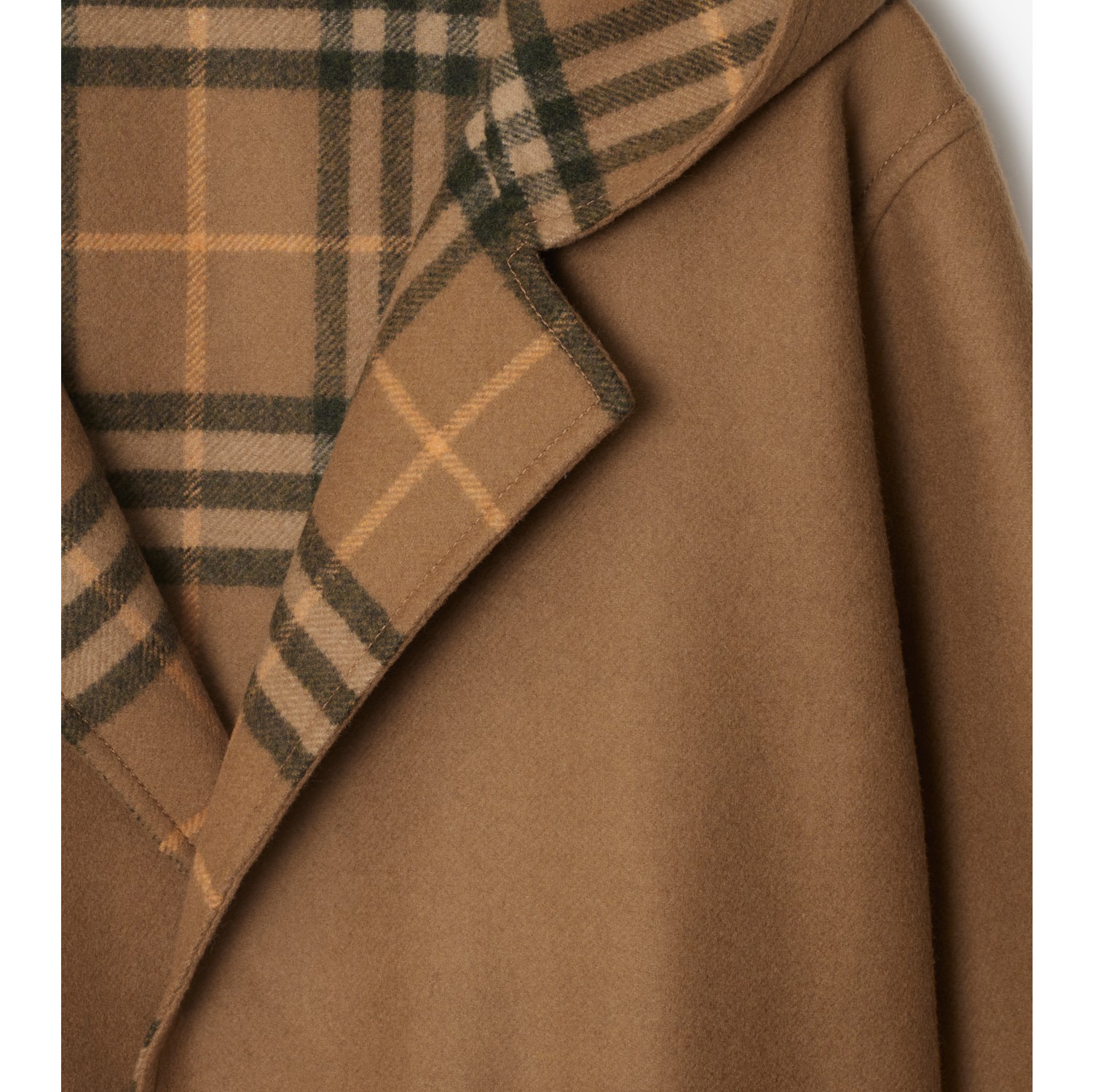 Reversible Check Wool Wrap Coat