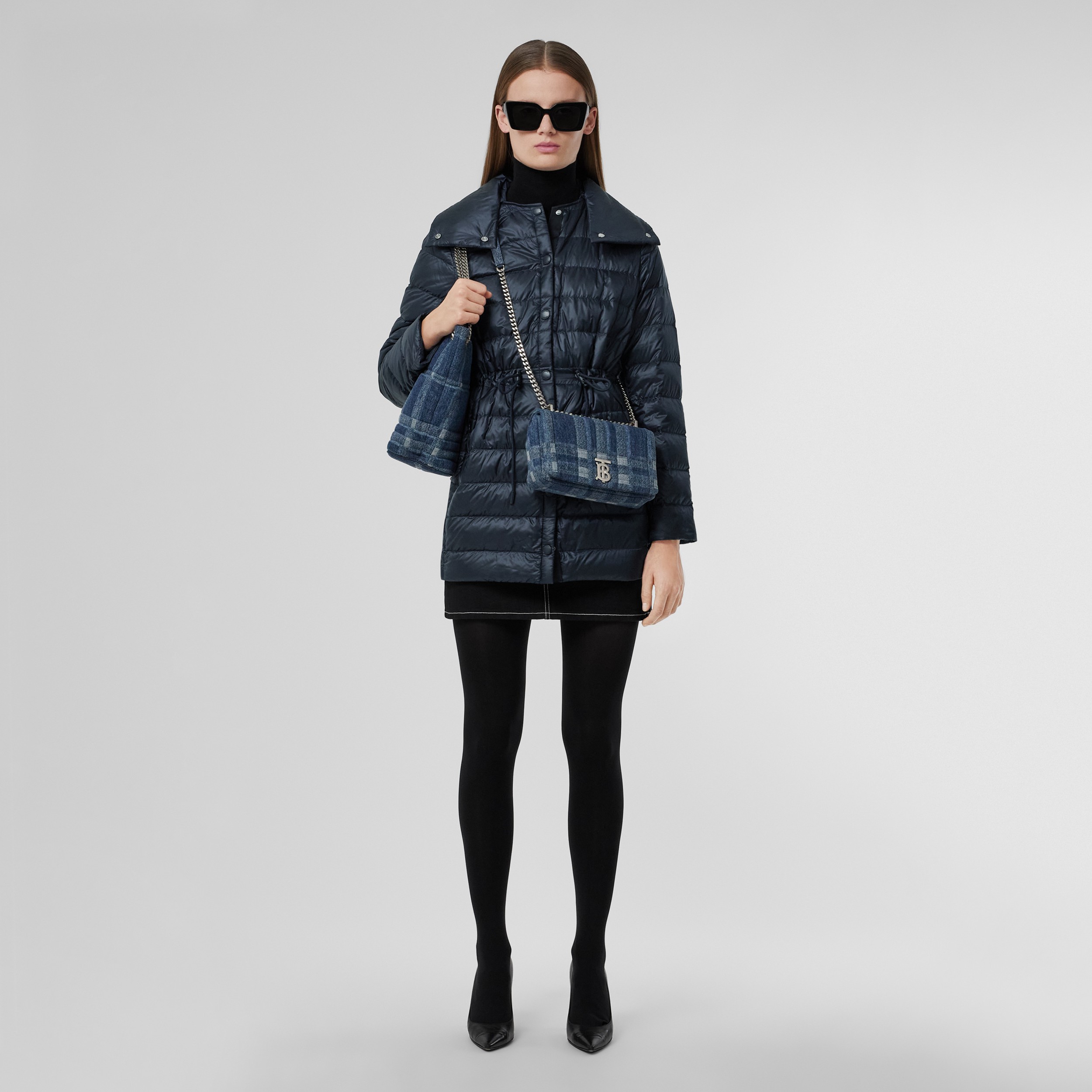 Detachable Collar Nylon Puffer Coat in Midnight - Women | Burberry® Official - 1