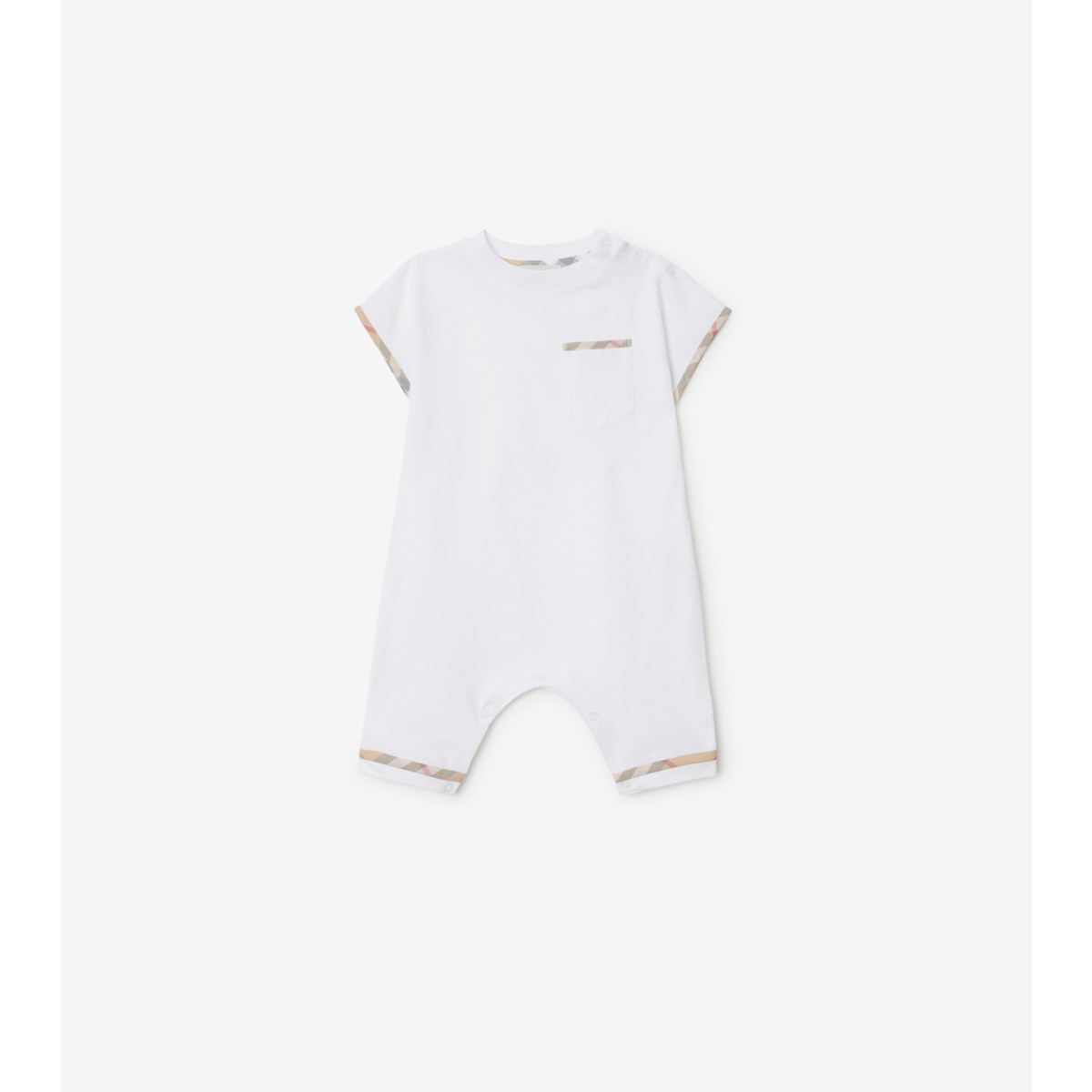 Burberry Childrens Check Trim Cotton Playsuit