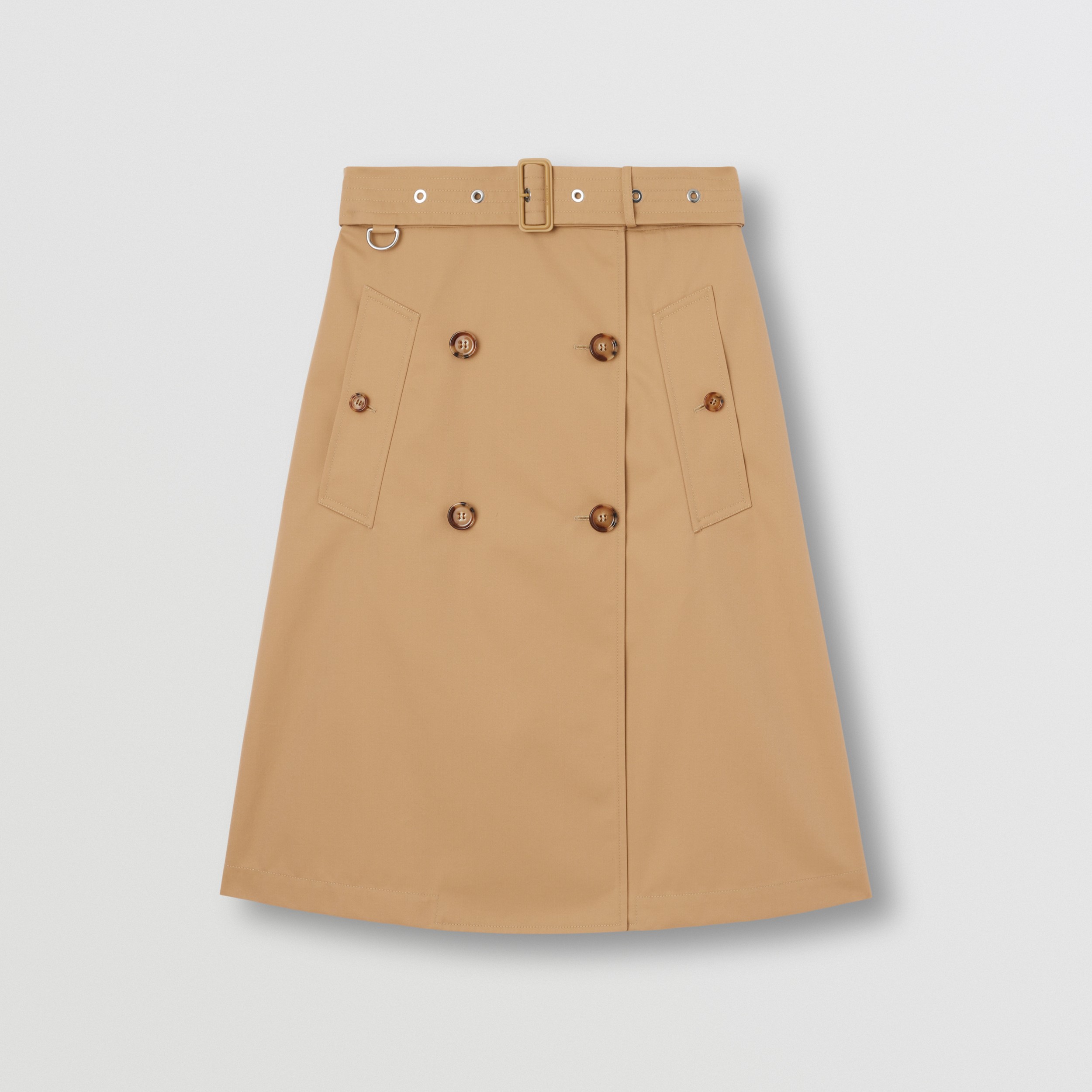 Custom Fit Cotton Gabardine Trench Skirt in Honey - Women | Burberry® Official - 4
