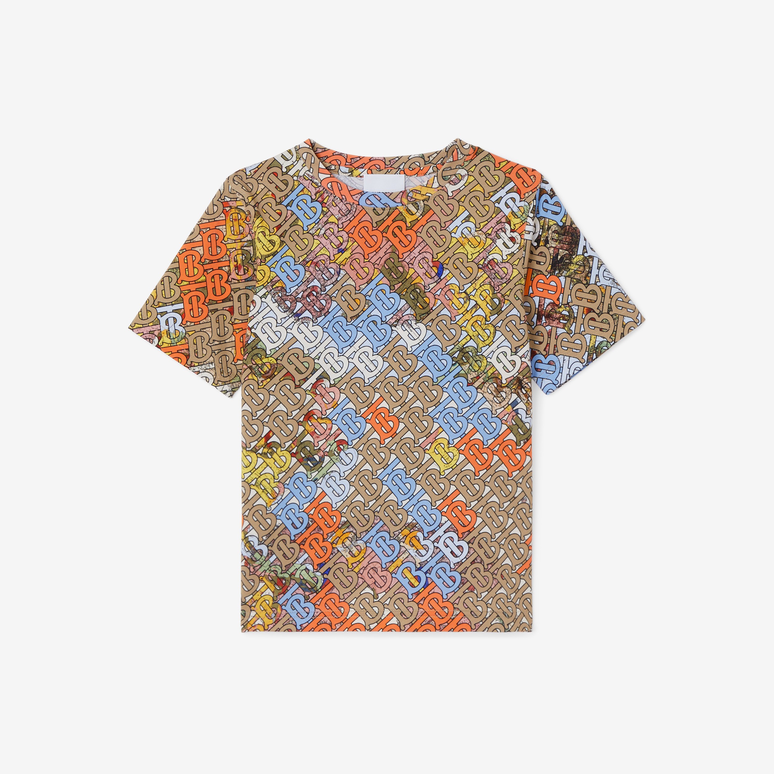 Monogram Map Print Cotton T-shirt in Archive Beige | Burberry® Official - 1