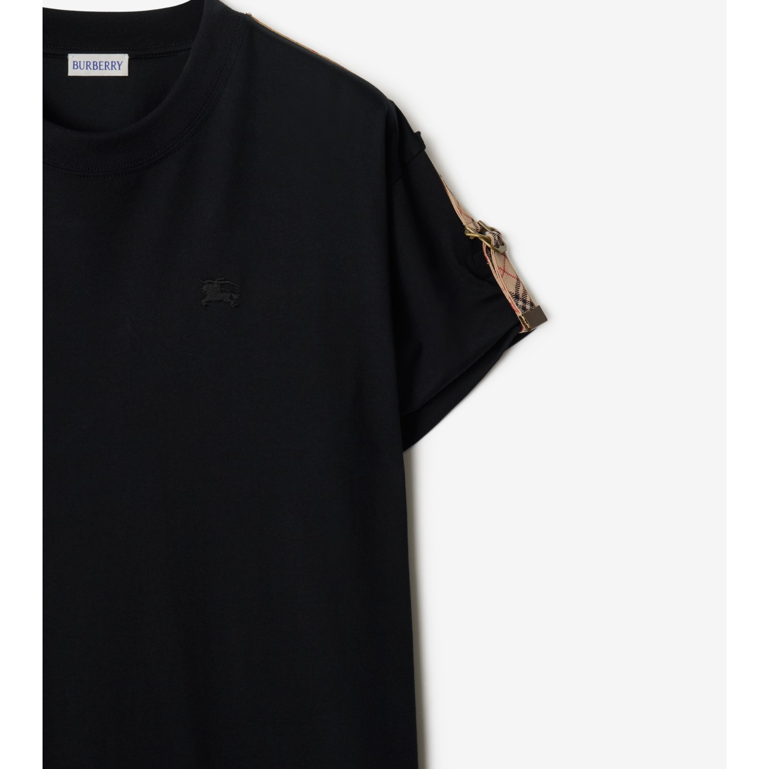 Check Trim Cotton T-shirt Dress - thumbnail 6