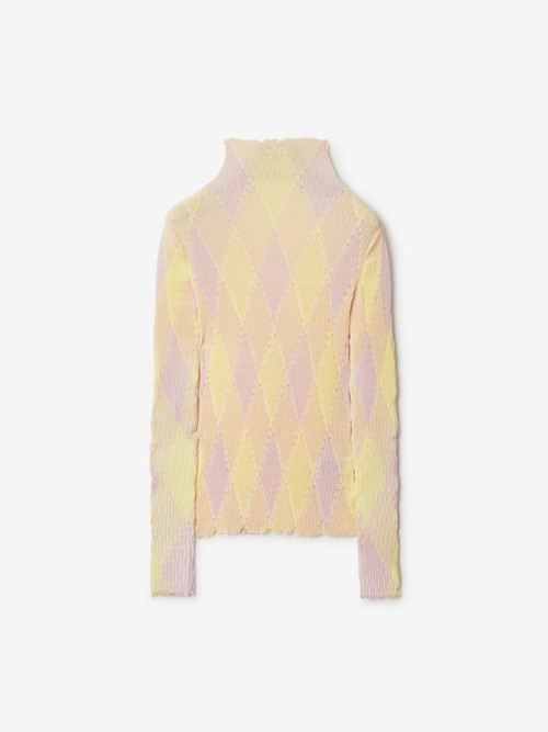 Shop Burberry Argyle Cotton Silk Sweater In Cameo