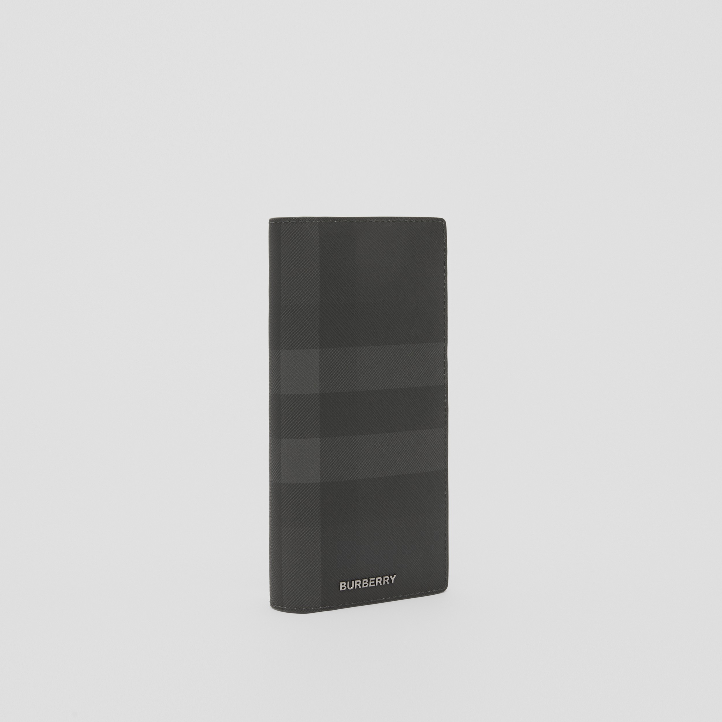 Check and Leather Continental Wallet in Charcoal - Men | Burberry® Official - 4
