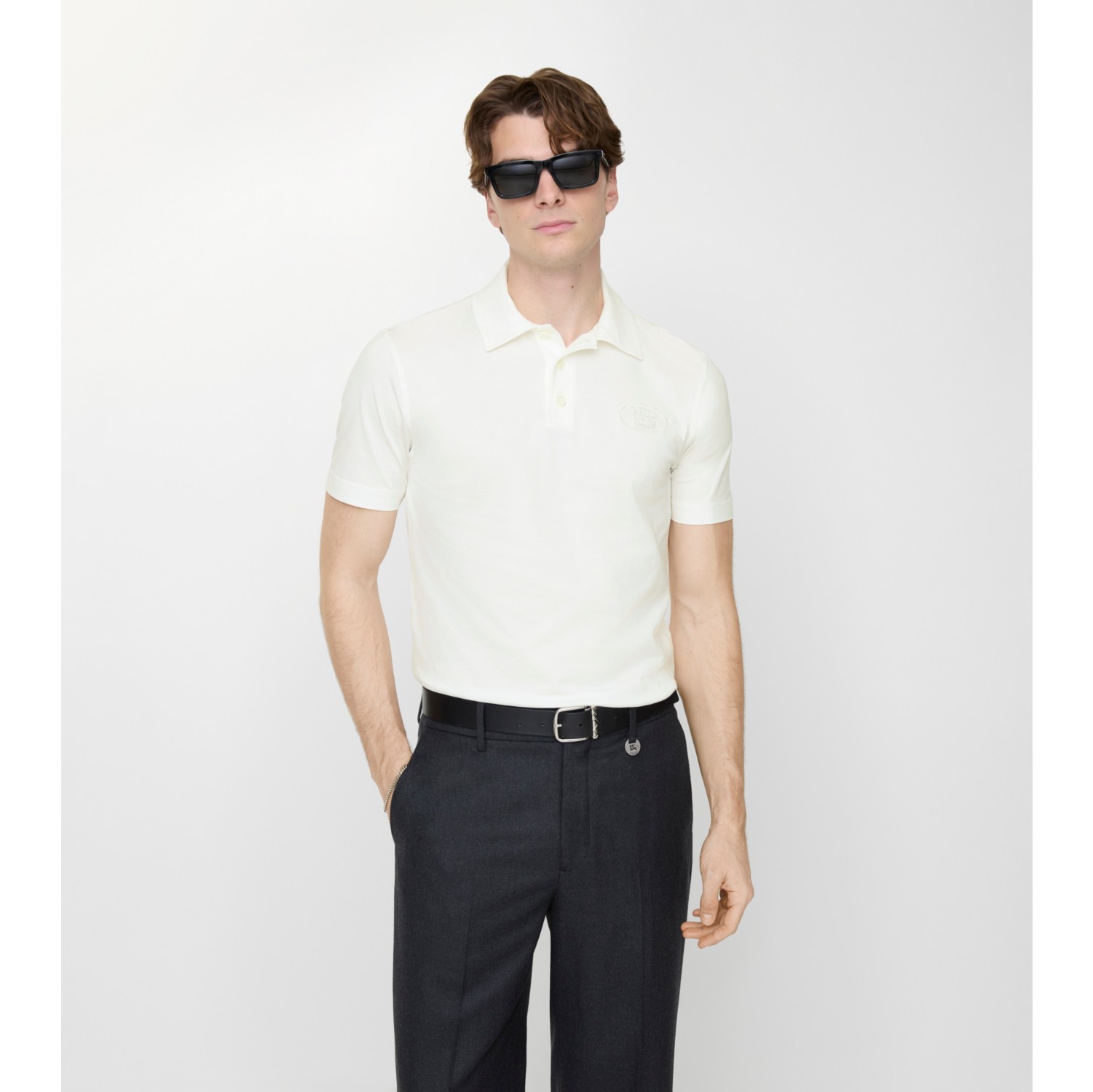Cotton Polo Shirt in Chalk white - Men | Burberry® Official