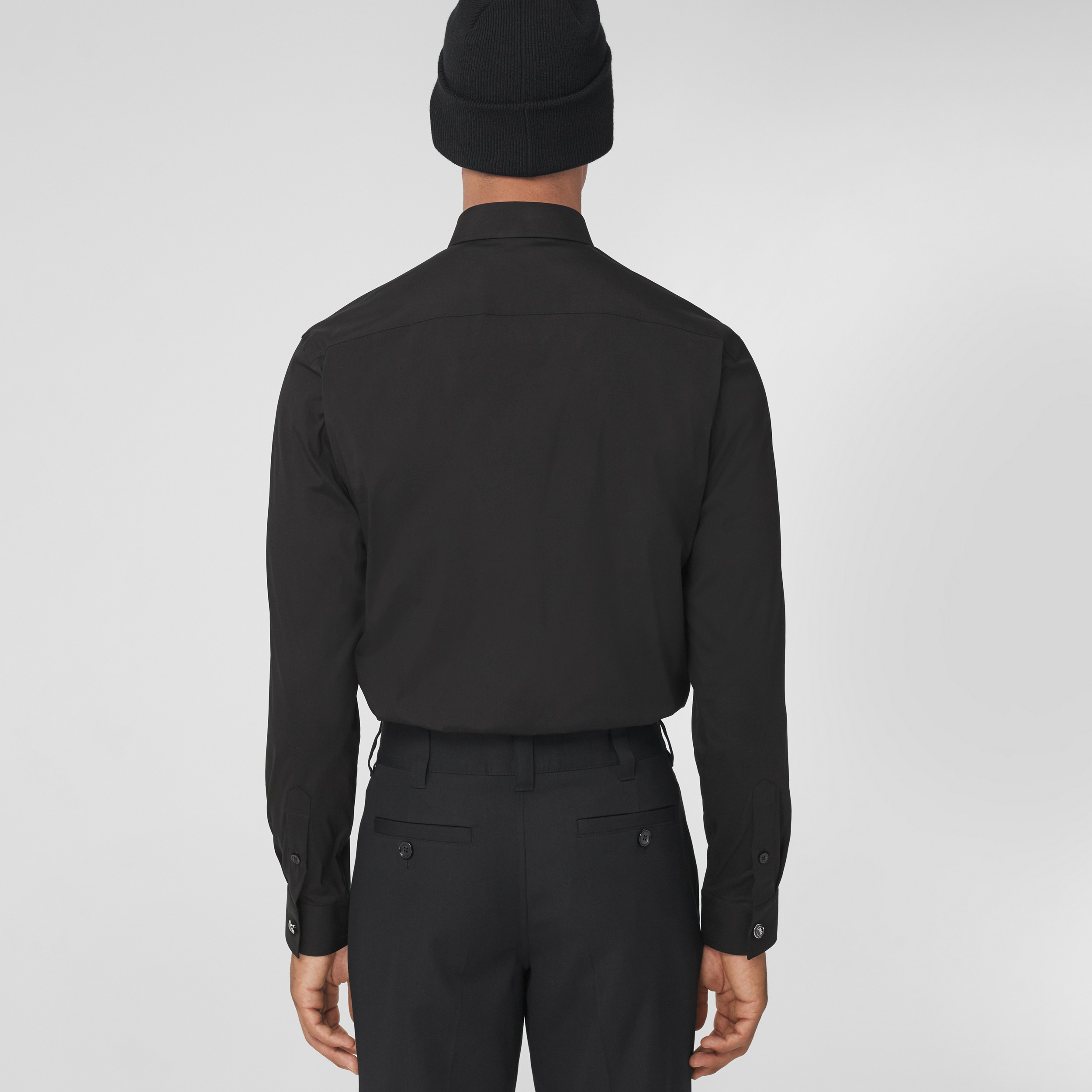 Camisa en mezcla técnica de algodón con monograma (Negro) - Hombre | Burberry® oficial - 3