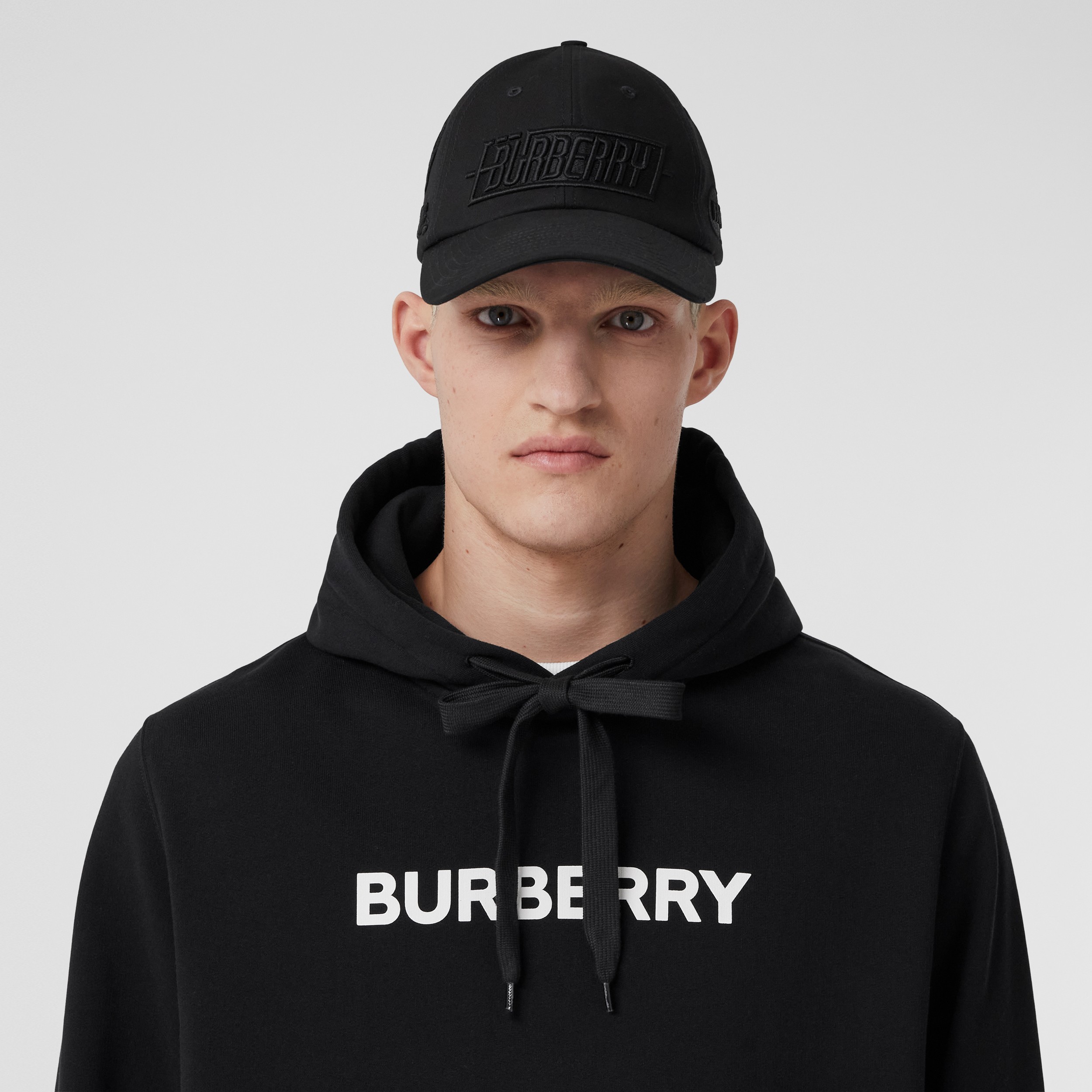Logo Print Cotton Hoodie in Black - Men | Burberry® Official - 2