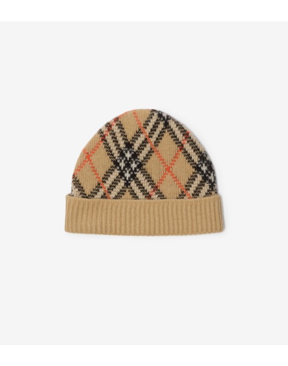 Check Cashmere Beanie