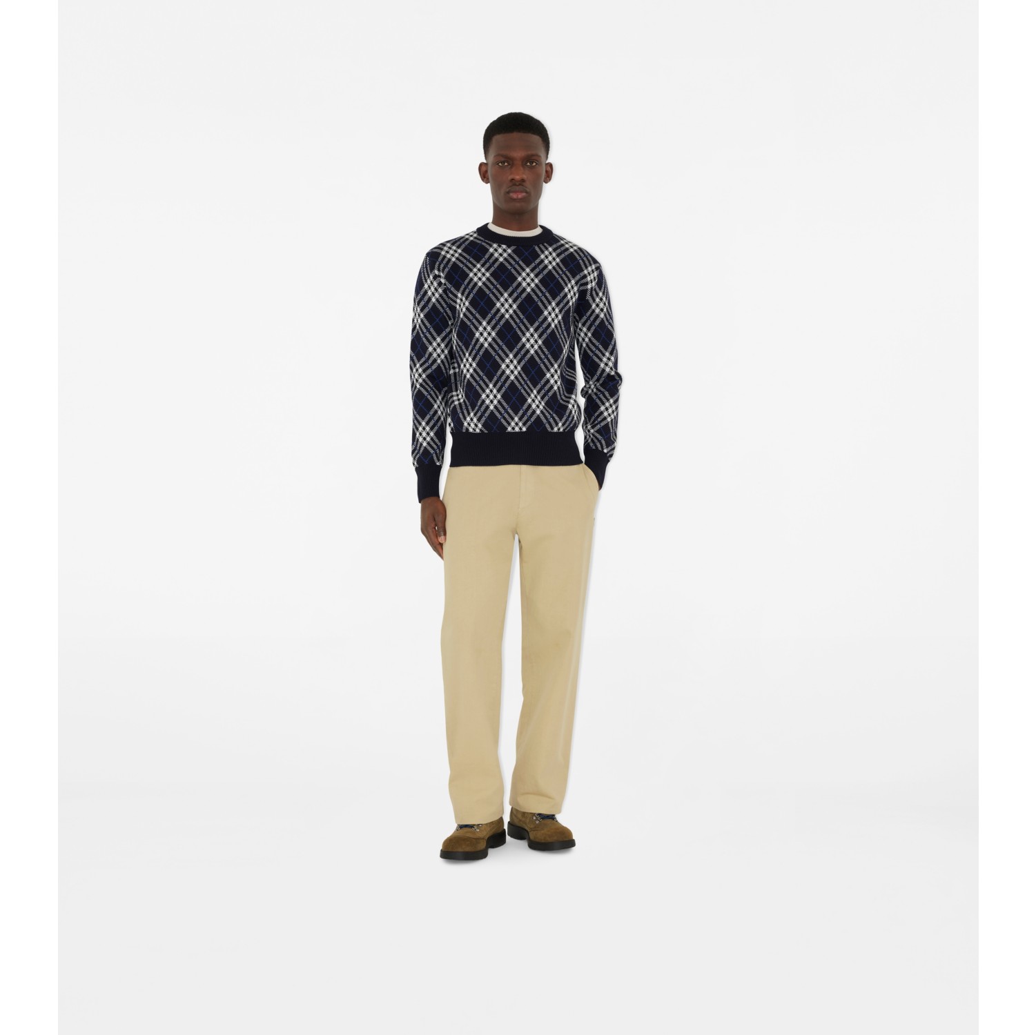 Check Wool Blend Sweater